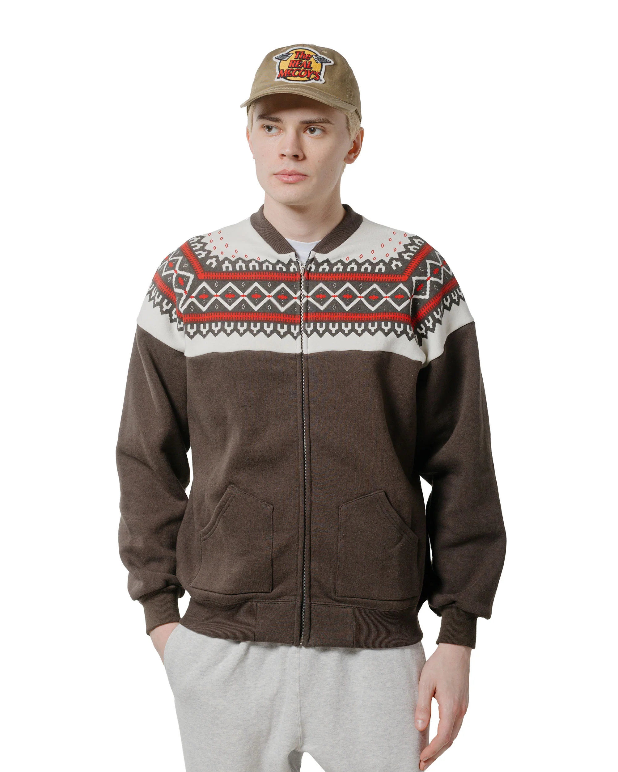 The Real McCoy’s MC24112 Printed Snow Pattern F/Z Sweatshirt Charcoal - Image 2