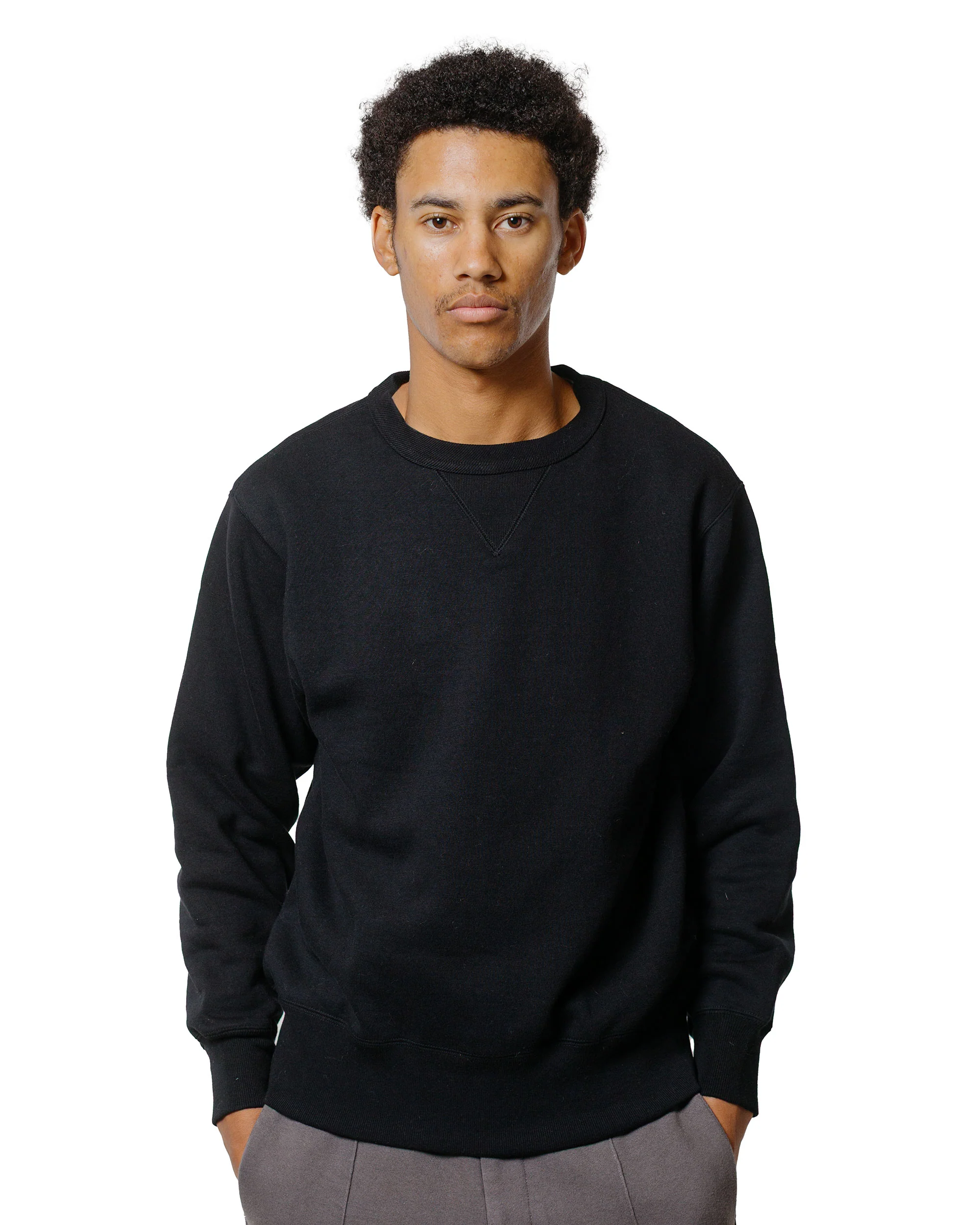 The Real McCoy’s MC24113 10 Oz. Loopwheel Crewneck Sweatshirt Black - Image 2