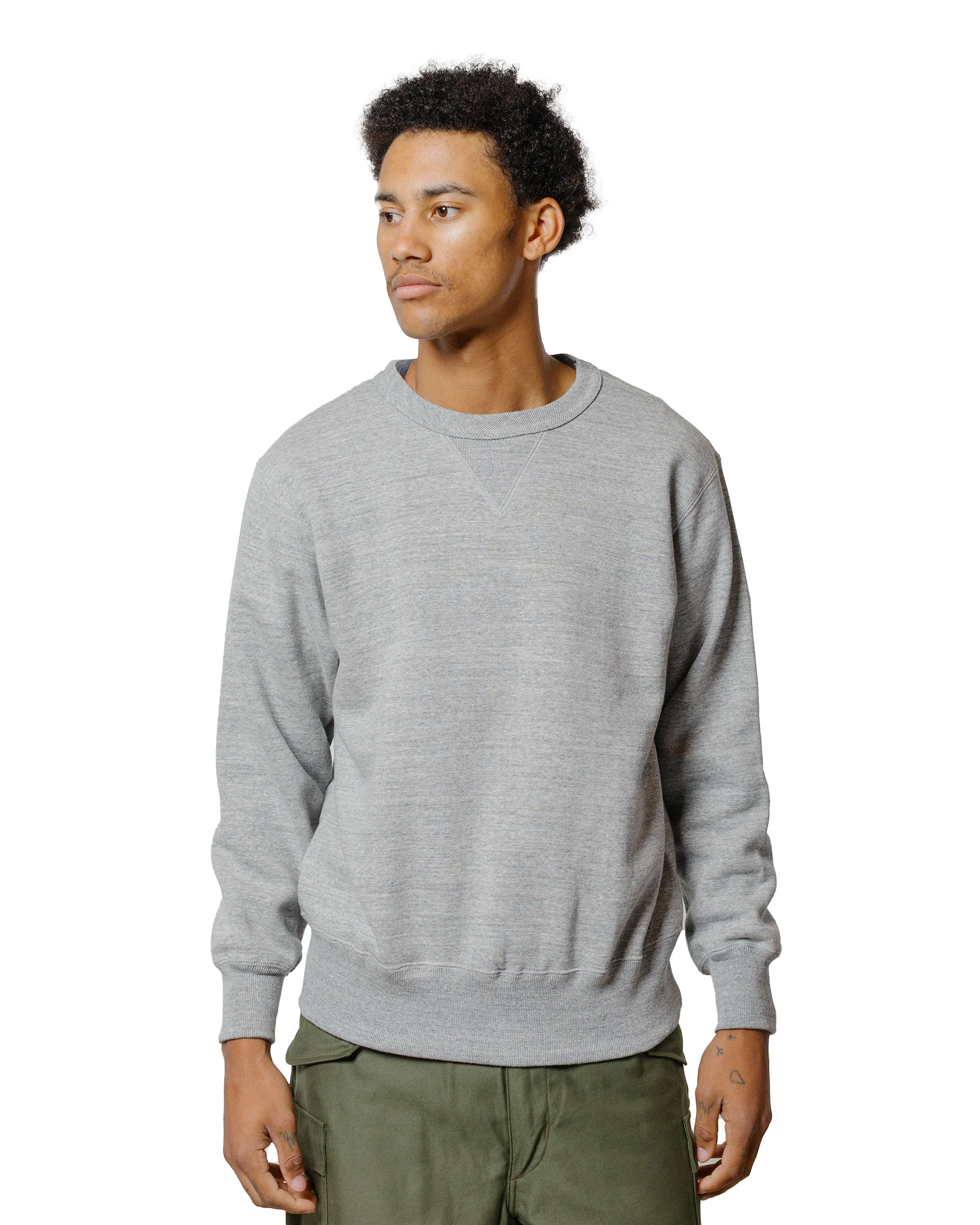The Real McCoy’s MC24113 10 Oz. Loopwheel Crewneck Sweatshirt Gray - Image 2