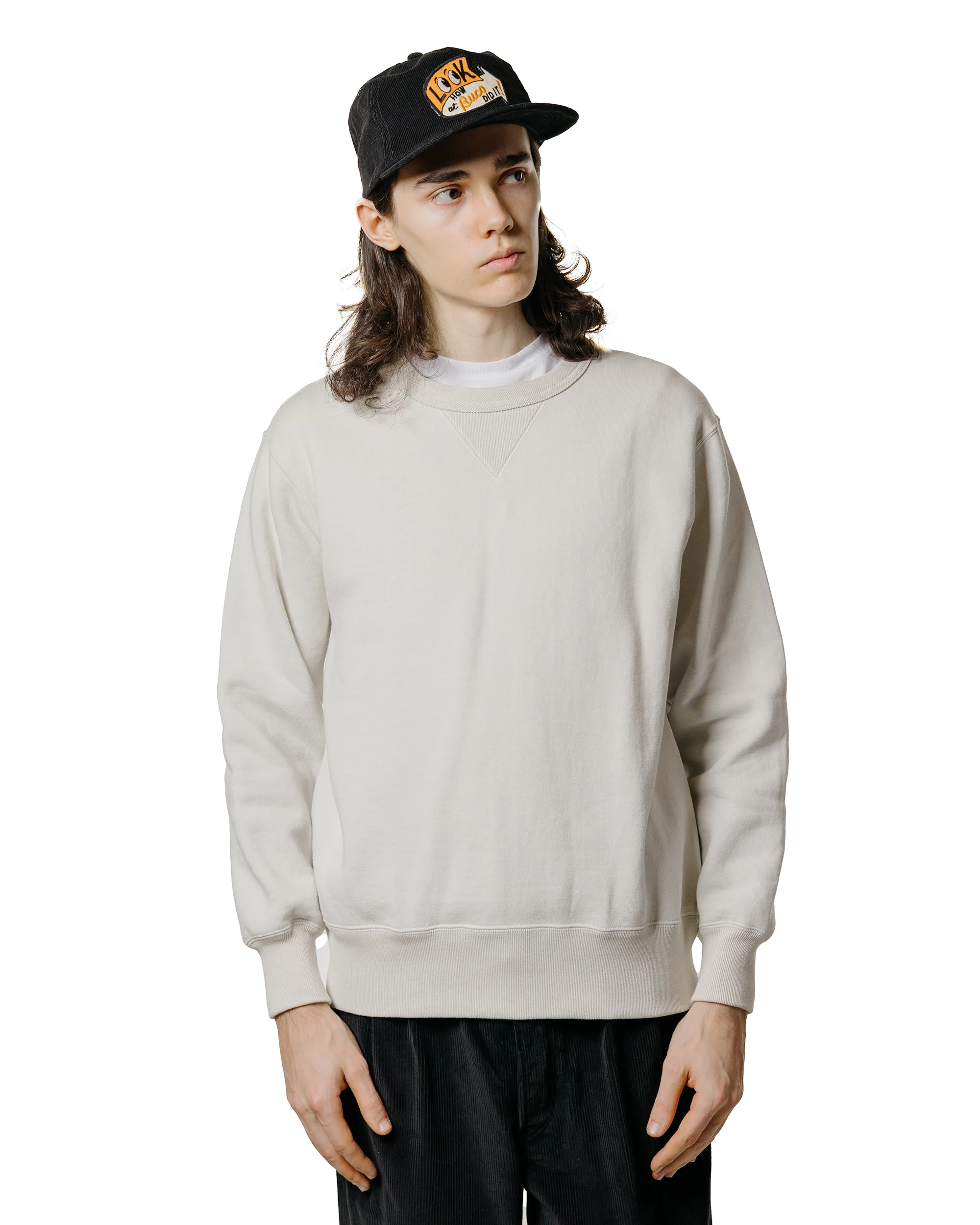 The Real McCoy’s MC24113 10 Oz. Loopwheel Crewneck Sweatshirt Milk - Image 2