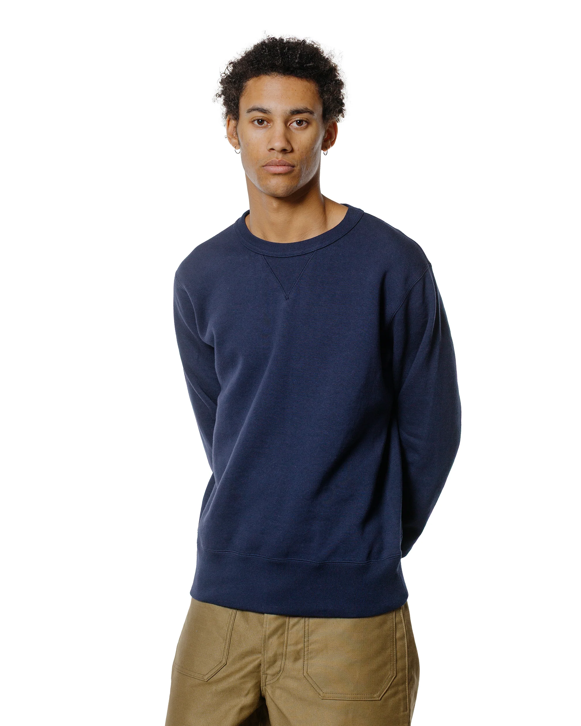 The Real McCoy’s MC24113 10 Oz. Loopwheel Crewneck Sweatshirt Navy - Image 2