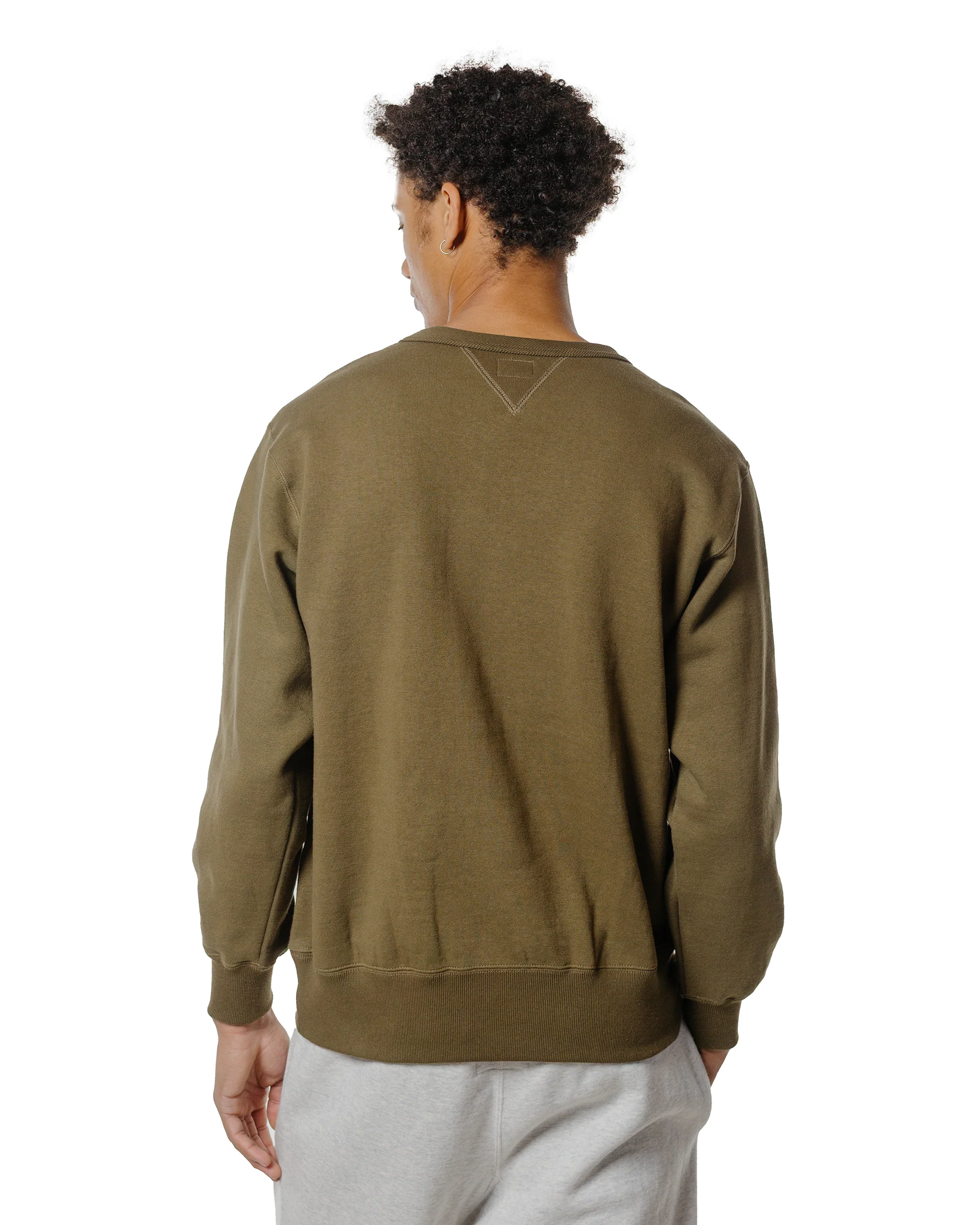 The Real McCoy’s MC24113 10 Oz. Loopwheel Crewneck Sweatshirt Olive - Image 3