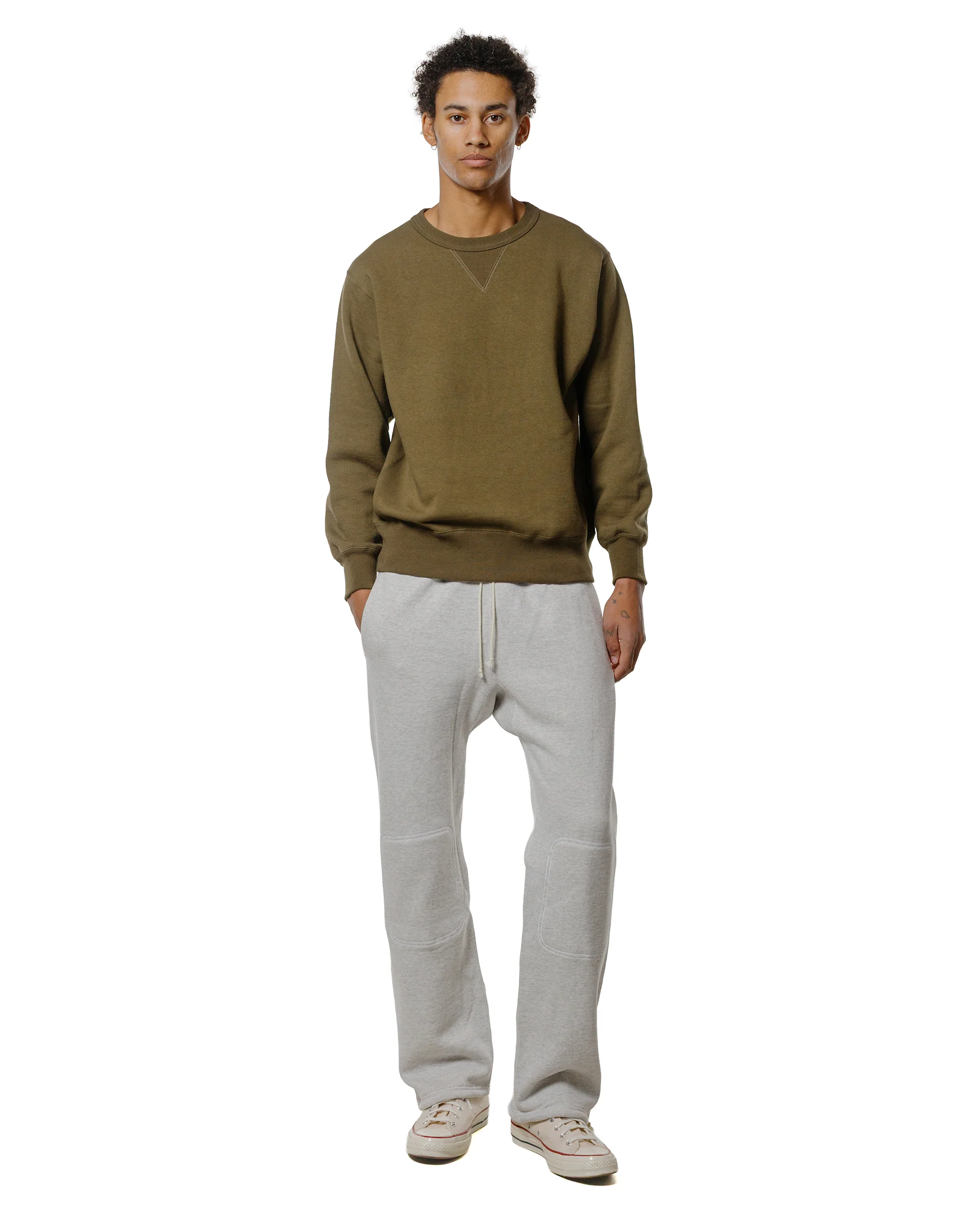 The Real McCoy’s MC24113 10 Oz. Loopwheel Crewneck Sweatshirt Olive - Image 4