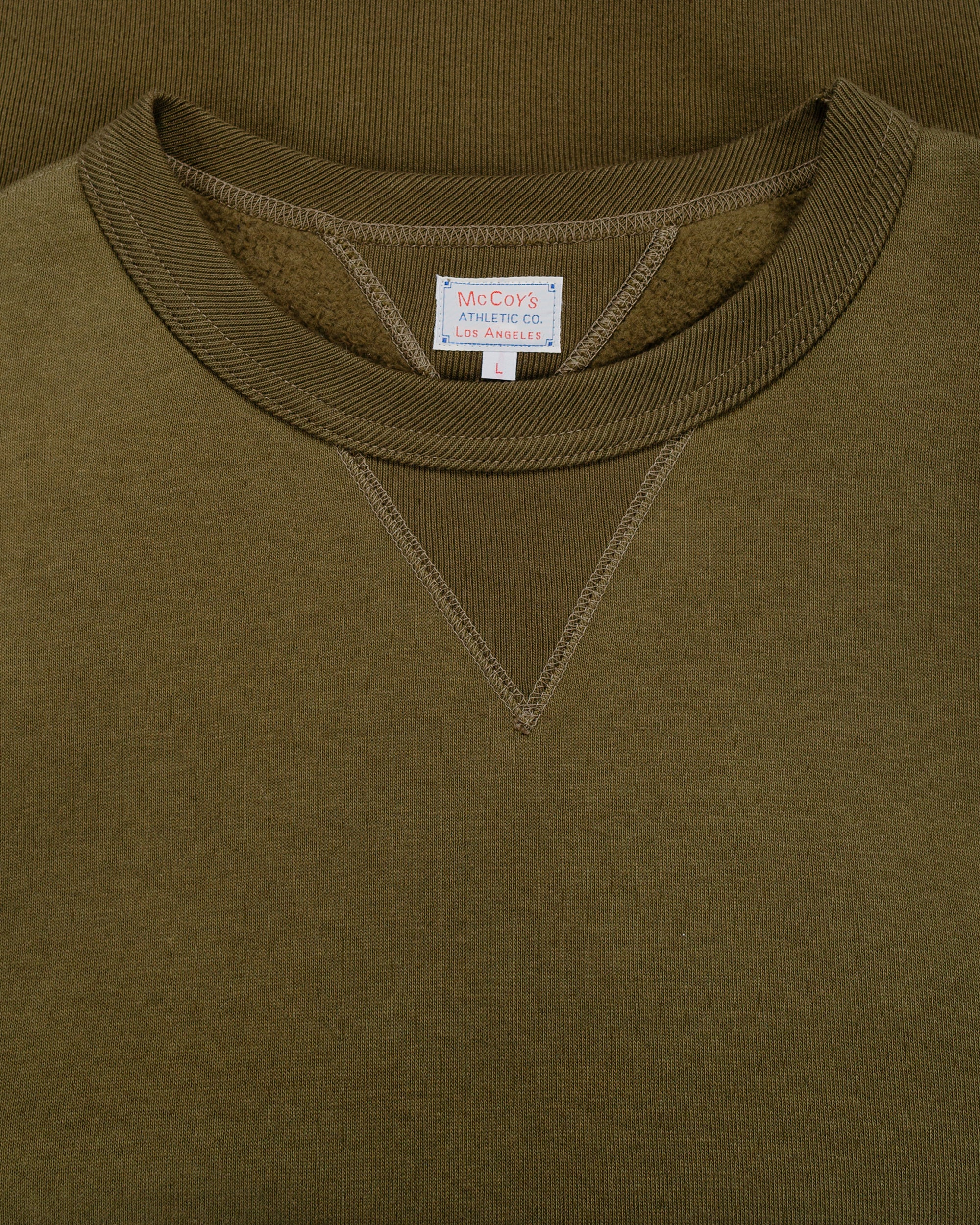 The Real McCoy’s MC24113 10 Oz. Loopwheel Crewneck Sweatshirt Olive - Image 5