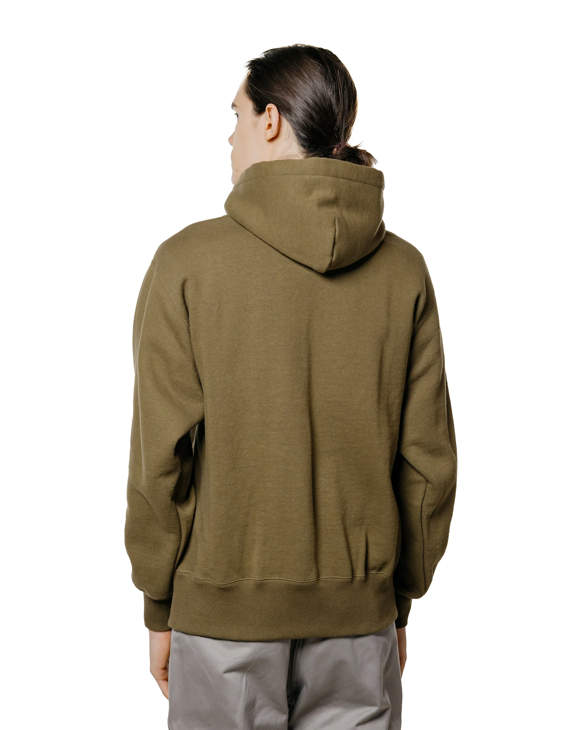 The Real McCoy’s MC24114 10 Oz. Loopwheel Hooded Sweatshirt Olive - Image 3