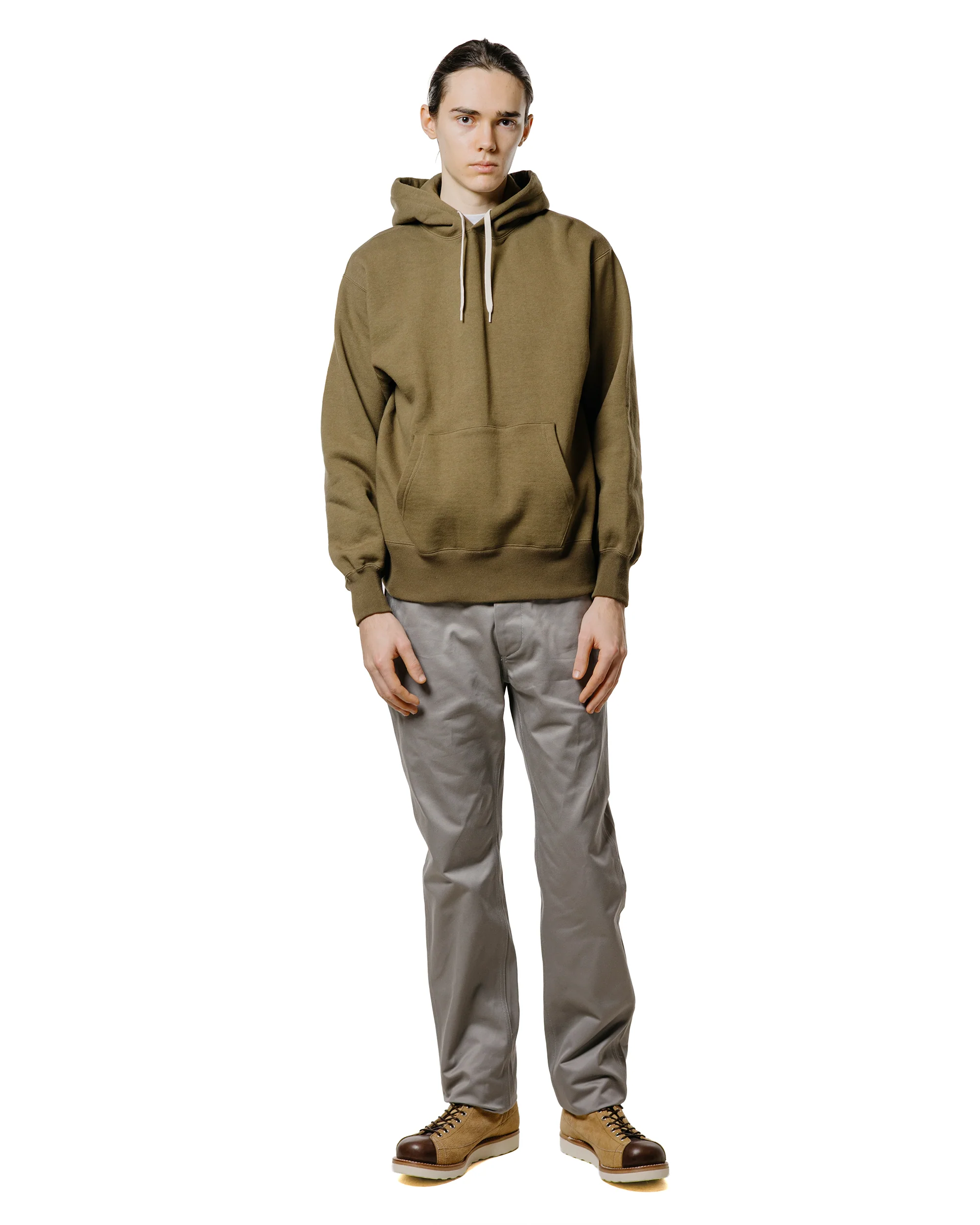 The Real McCoy’s MC24114 10 Oz. Loopwheel Hooded Sweatshirt Olive - Image 4