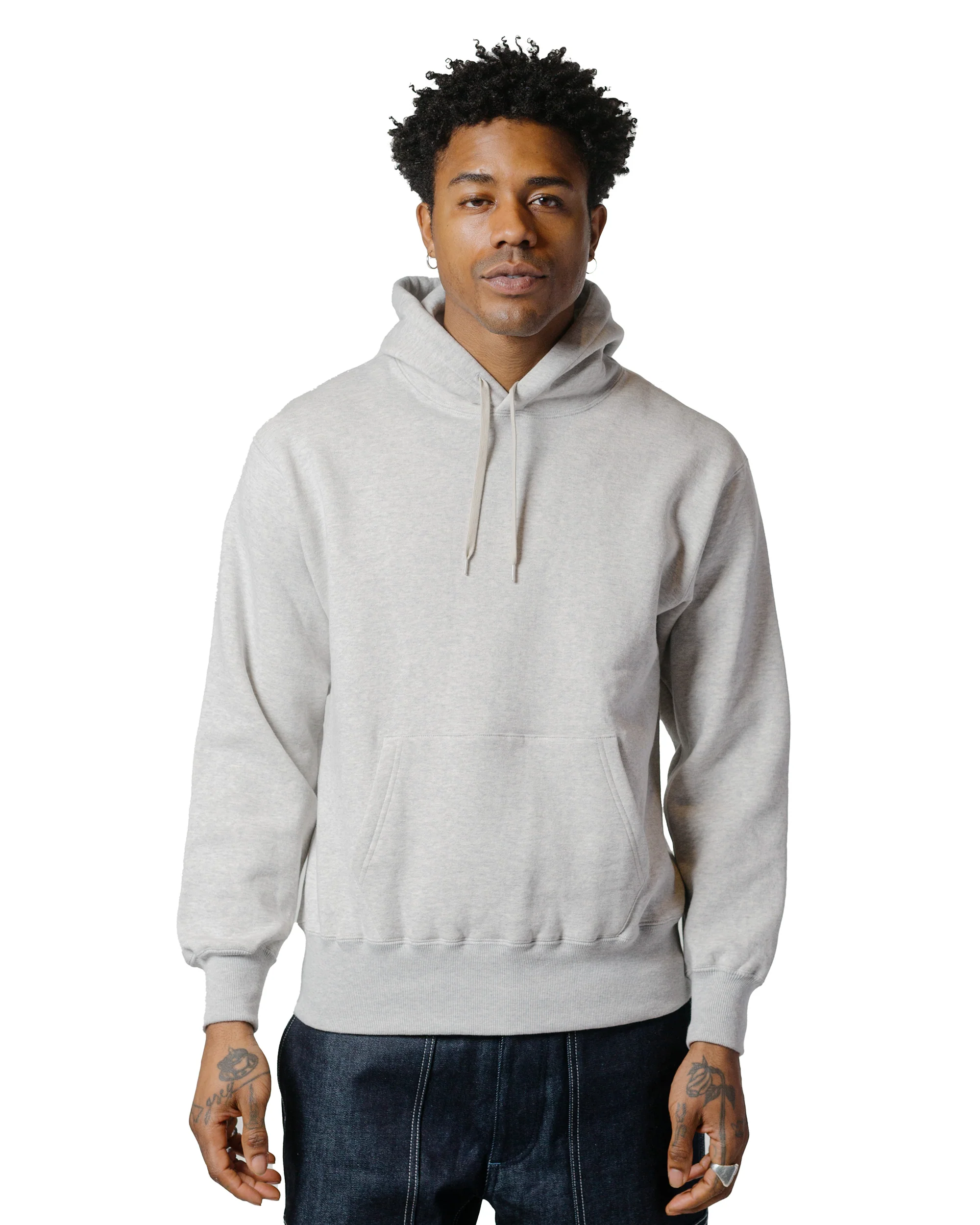 The Real McCoy’s MC24114 10 Oz. Loopwheel Hooded Sweatshirt Snow Gray - Image 2