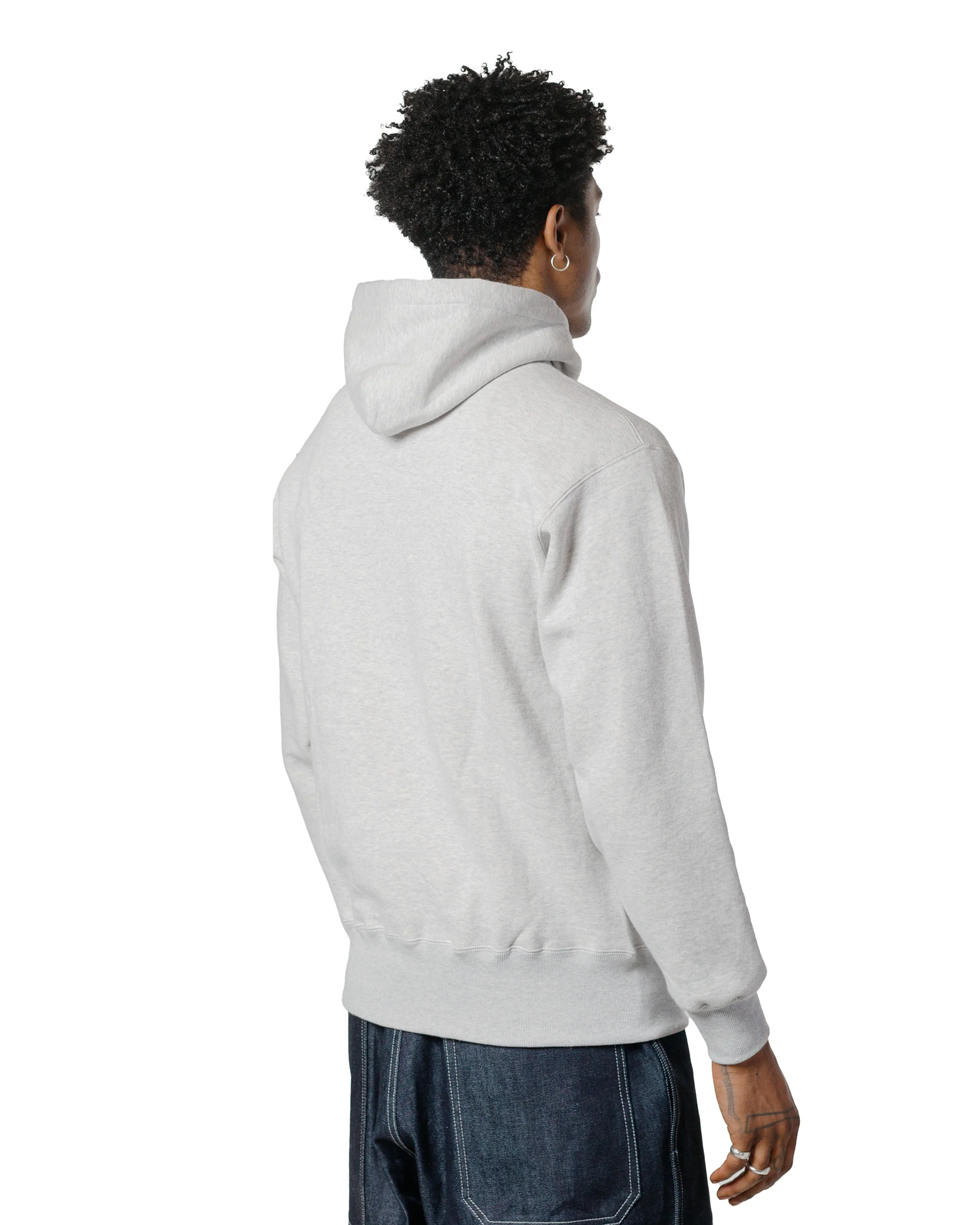 The Real McCoy’s MC24114 10 Oz. Loopwheel Hooded Sweatshirt Snow Gray - Image 3