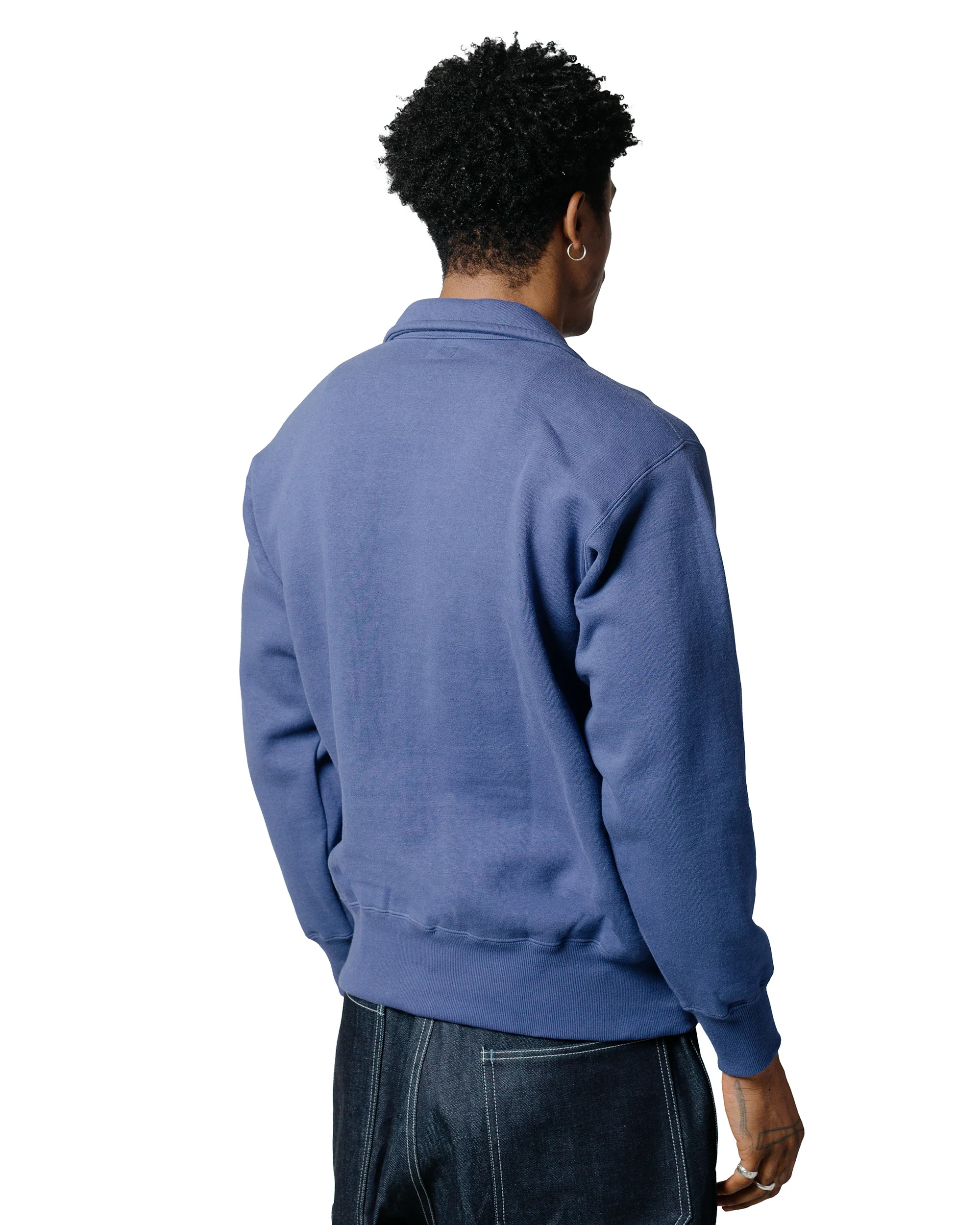 The Real McCoy’s MC24115 10 Oz. Loopwheel 1/4 Zip Sweatshirt MQ Navy - Image 3