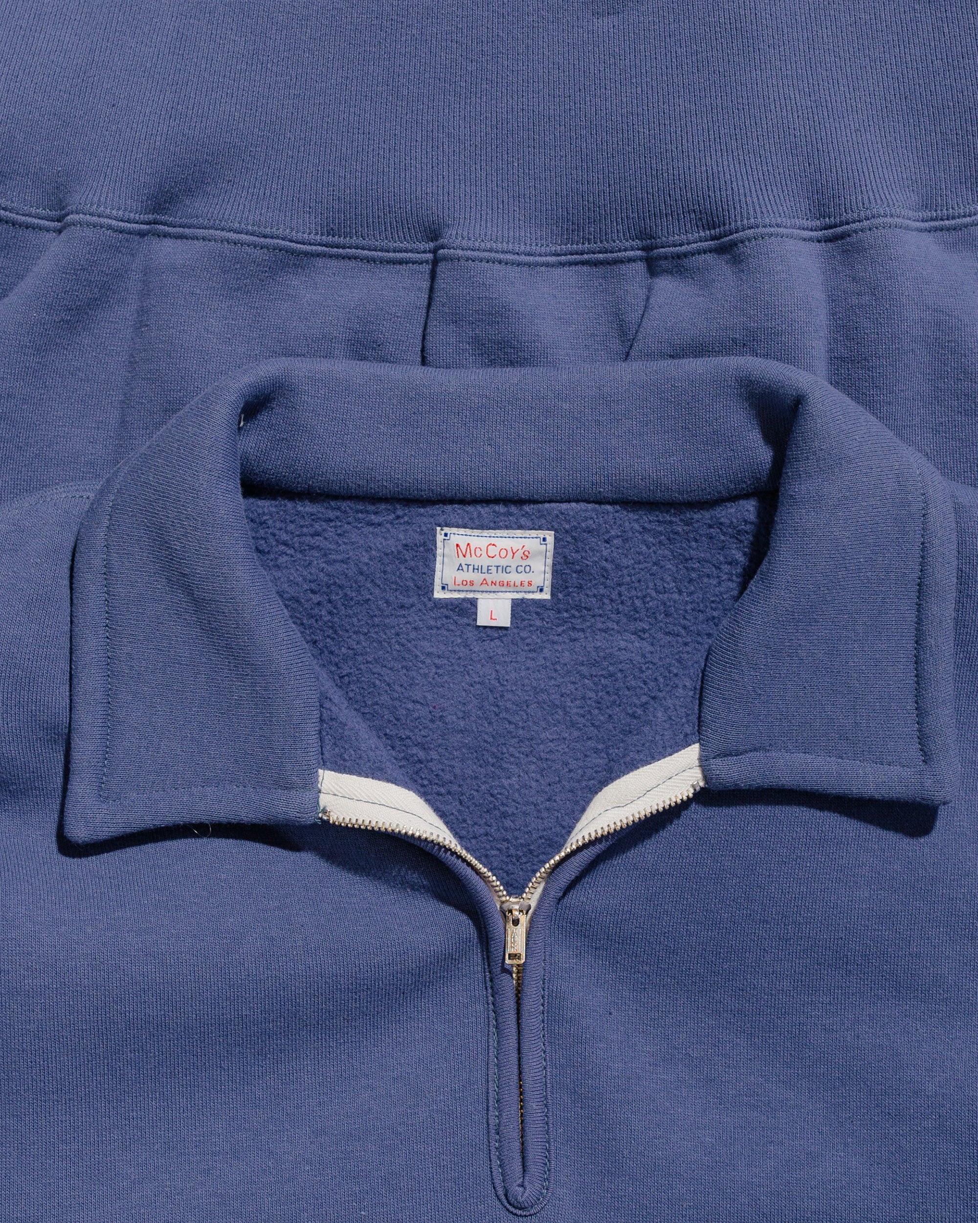 The Real McCoy’s MC24115 10 Oz. Loopwheel 1/4 Zip Sweatshirt MQ Navy - Image 4