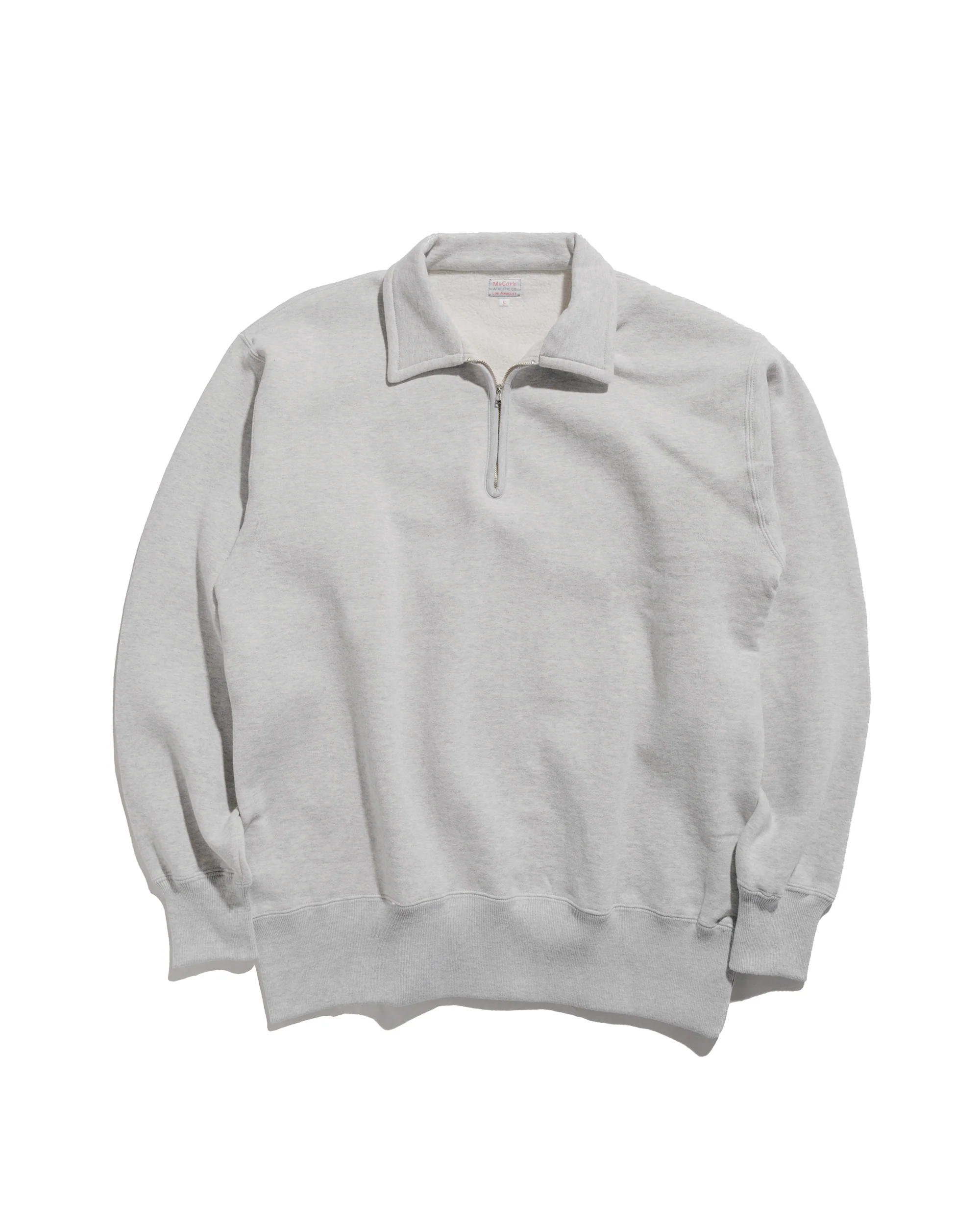 The Real McCoy’s MC24115 10 Oz. Loopwheel 1/4 Zip Sweatshirt Snow Gray