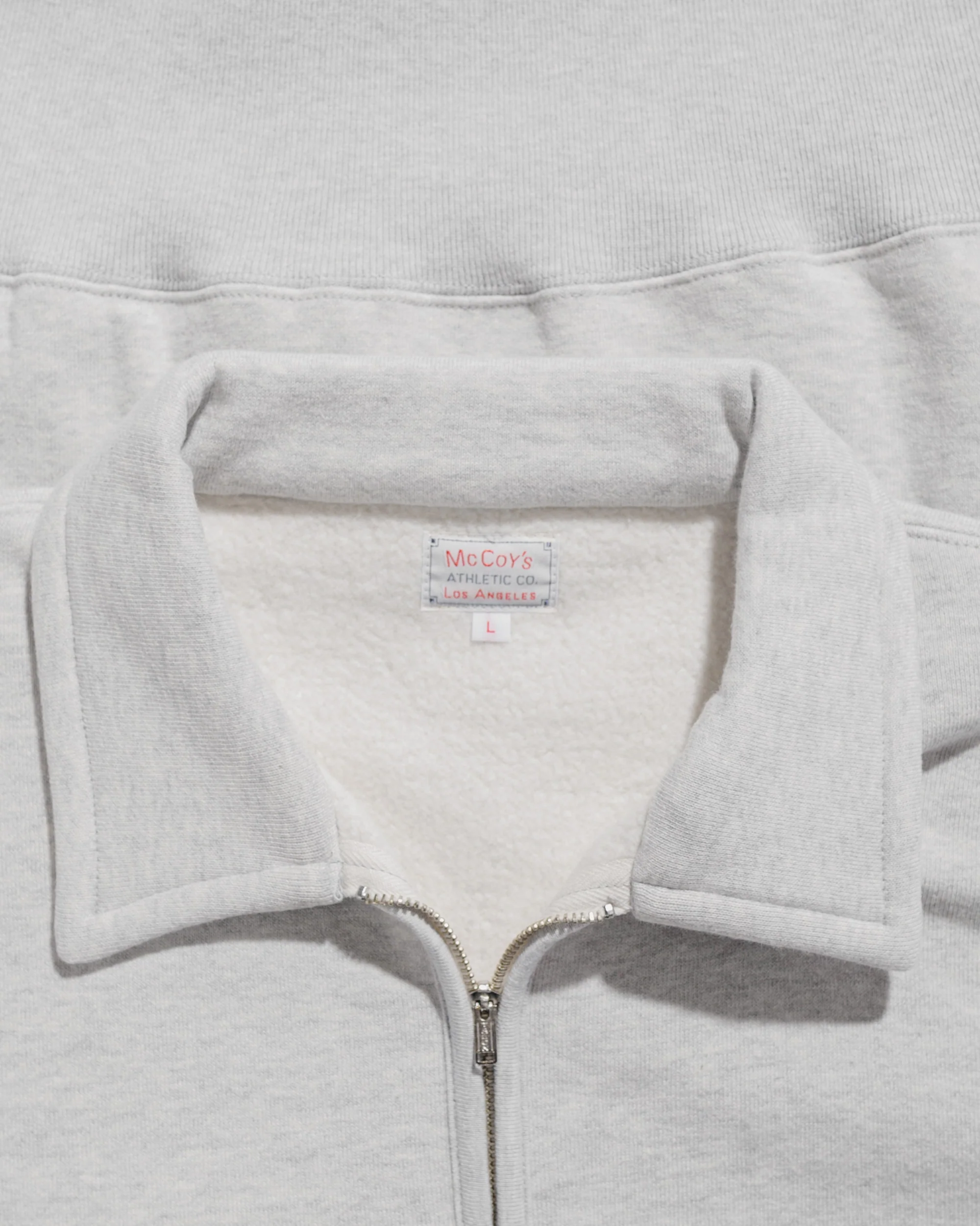 The Real McCoy’s MC24115 10 Oz. Loopwheel 1/4 Zip Sweatshirt Snow Gray - Image 4