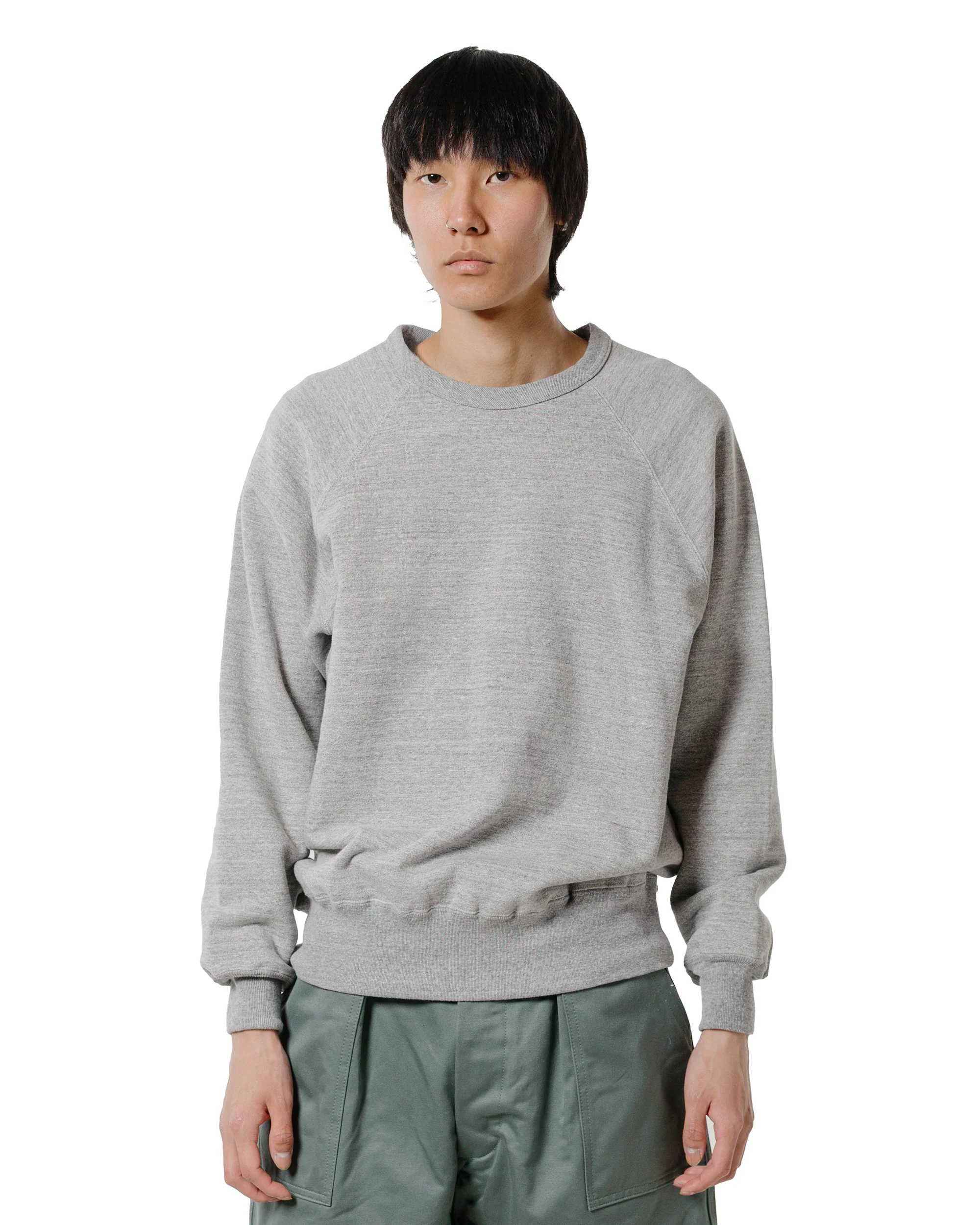 The Real McCoy’s MC24117 9 Oz. Loopwheel Raglan Sweatshirt Gray - Image 2