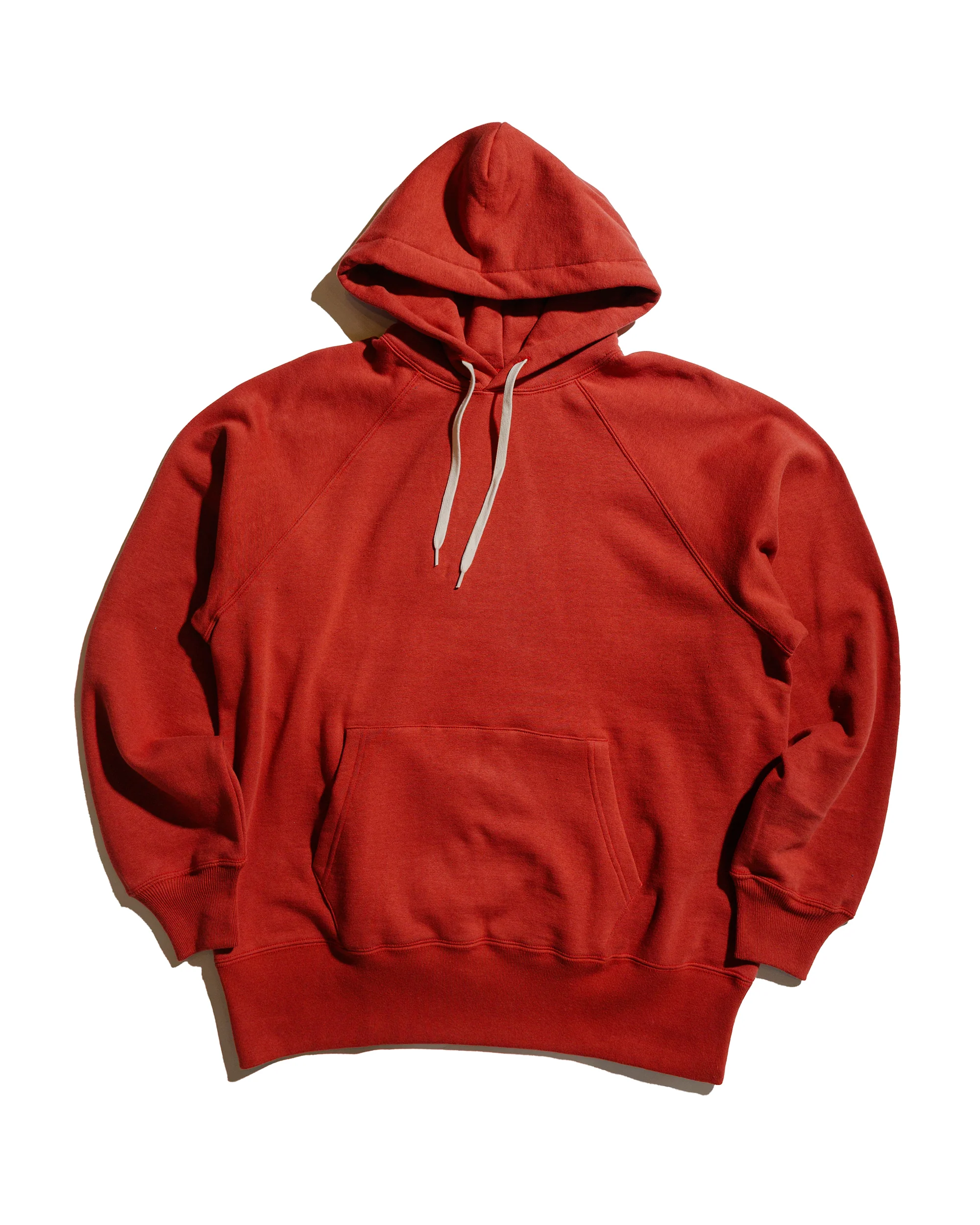 The Real McCoy’s MC24118 9 Oz. Loopwheel Raglan Hooded Sweatshirt Cherry