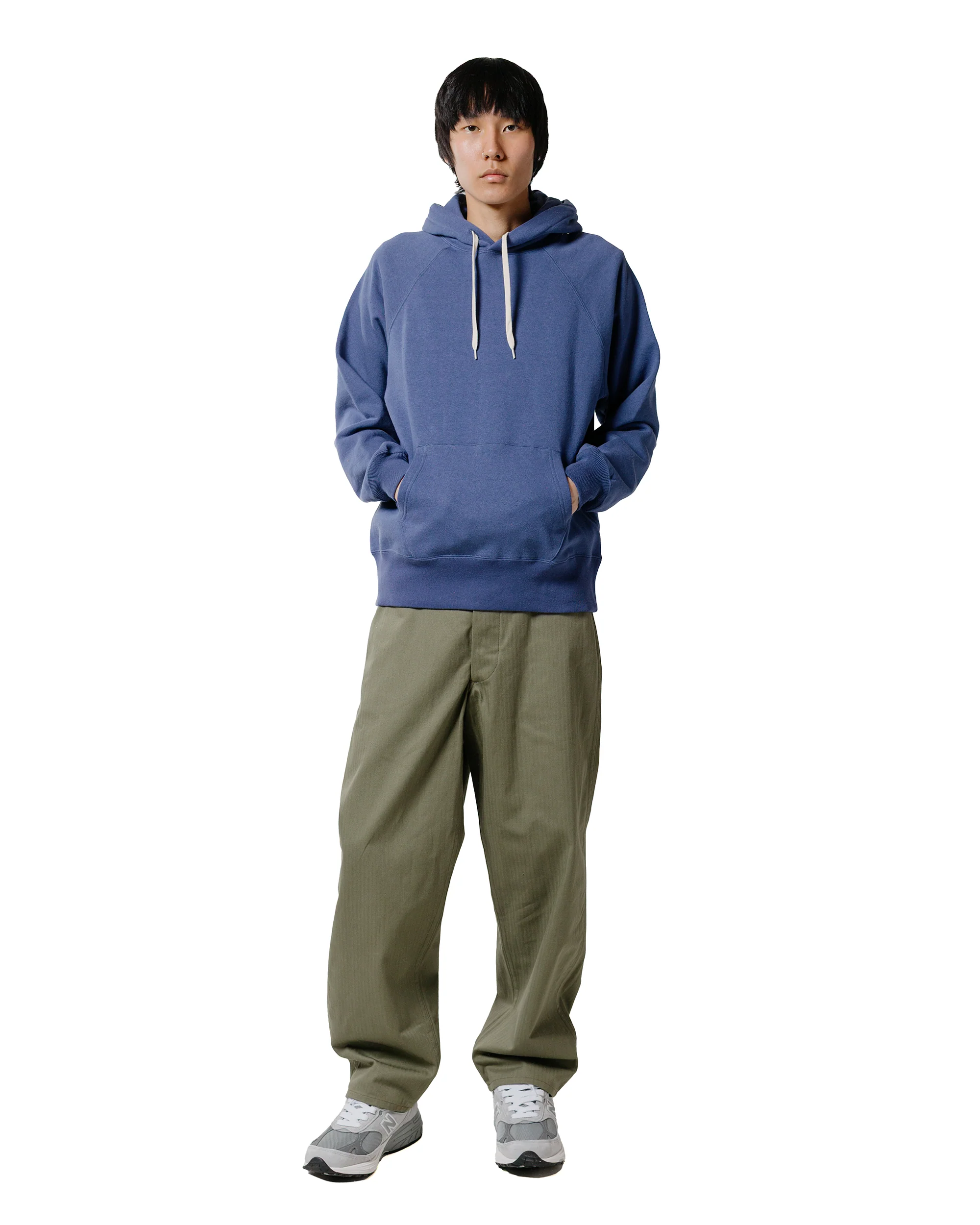 The Real McCoy’s MC24118 9 Oz. Loopwheel Raglan Hooded Sweatshirt MQ Navy - Image 4