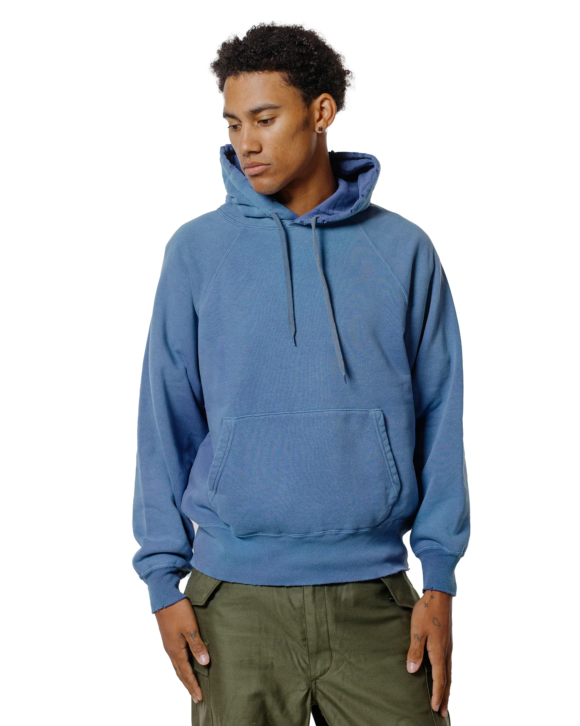 The Real McCoy’s MC24119 9 Oz. Loopwheel Raglan Hooded Sweatshirt MQ Navy - Image 2