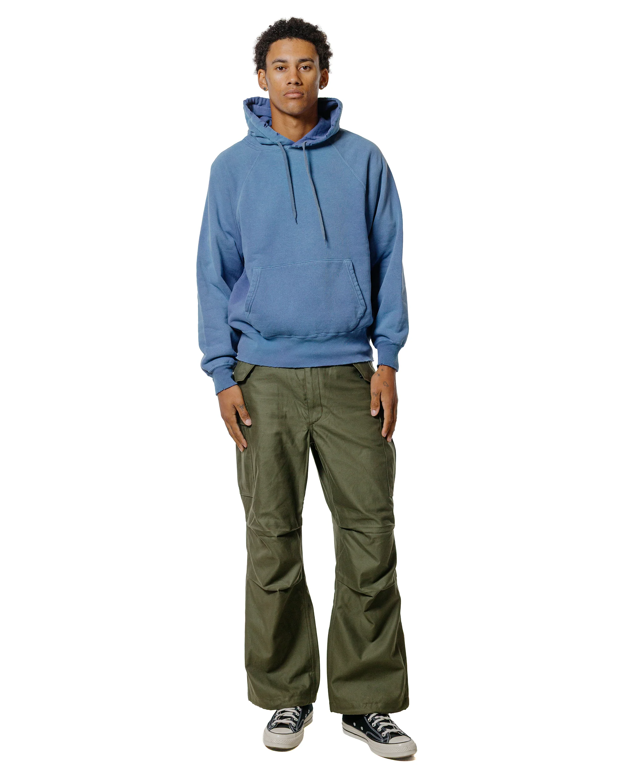 The Real McCoy’s MC24119 9 Oz. Loopwheel Raglan Hooded Sweatshirt MQ Navy - Image 4