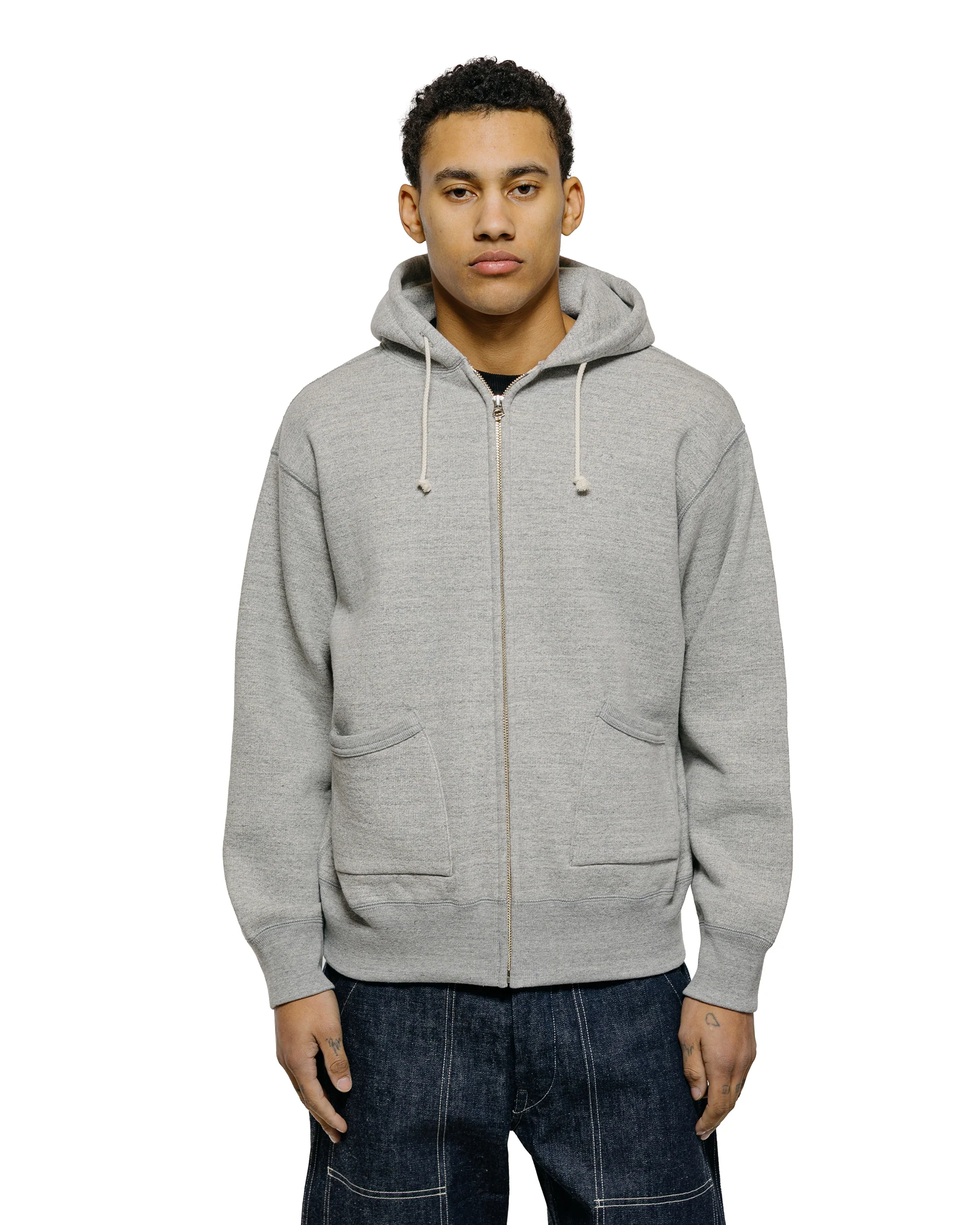 The Real McCoy’s MC25106 12 Oz. Ball Park F/Z Hooded Sweatshirt M.Gray - Image 2