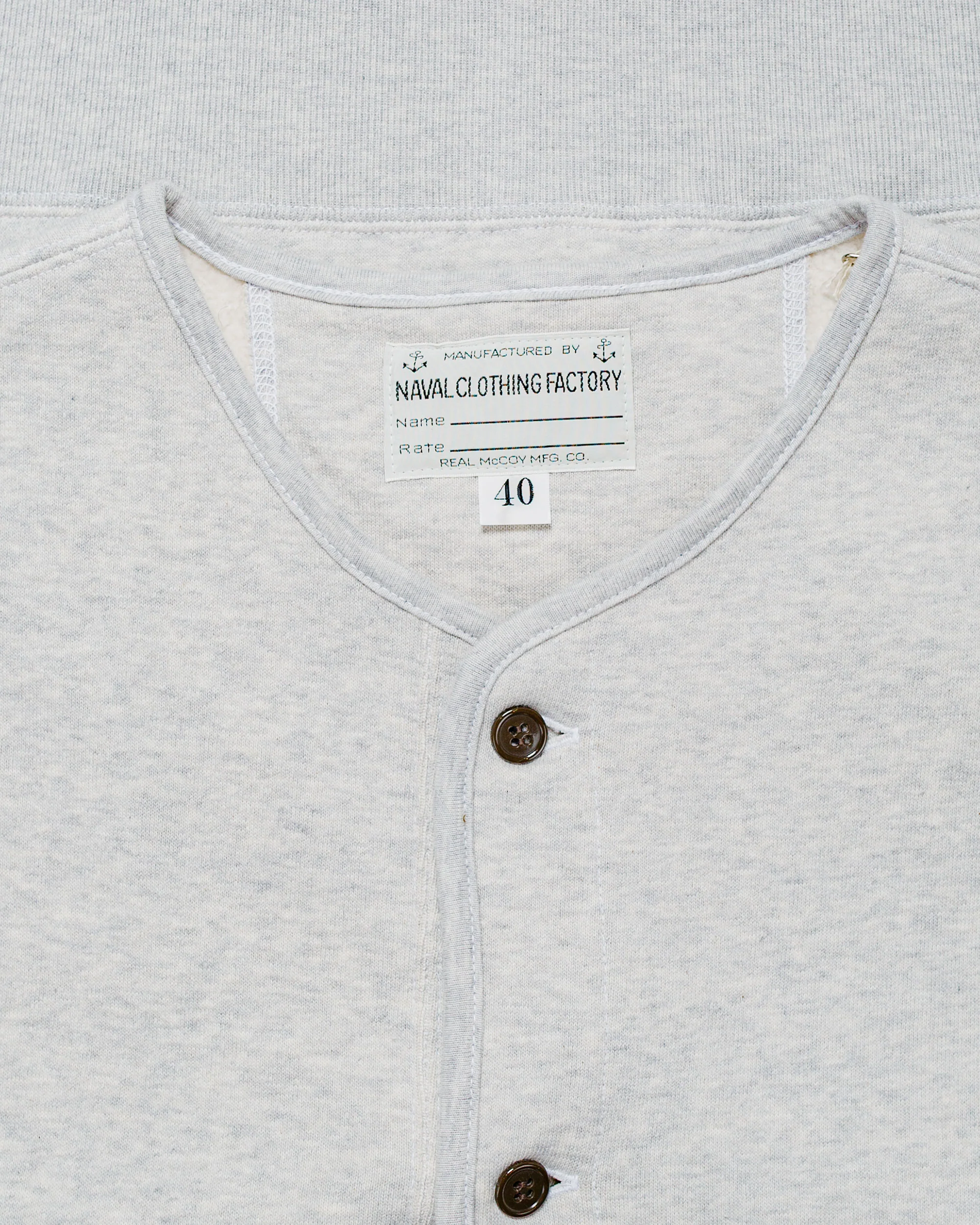 The Real McCoy’s MC25112 U.S.N. Cotton Cardigan Snow Grey - Image 5
