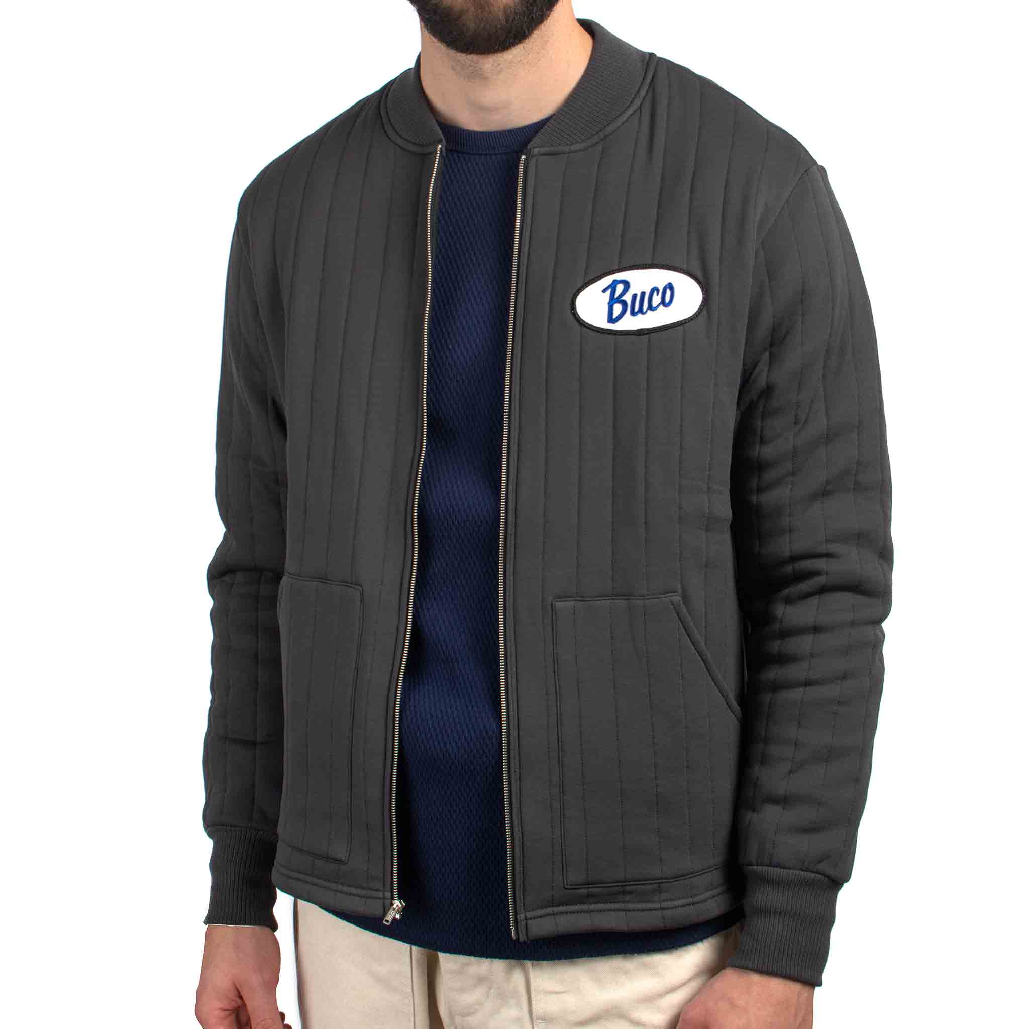 The Real McCoy's BC21101 Buco F/Z Nylon Quilted Sweatshirt Charcoal - Image 4