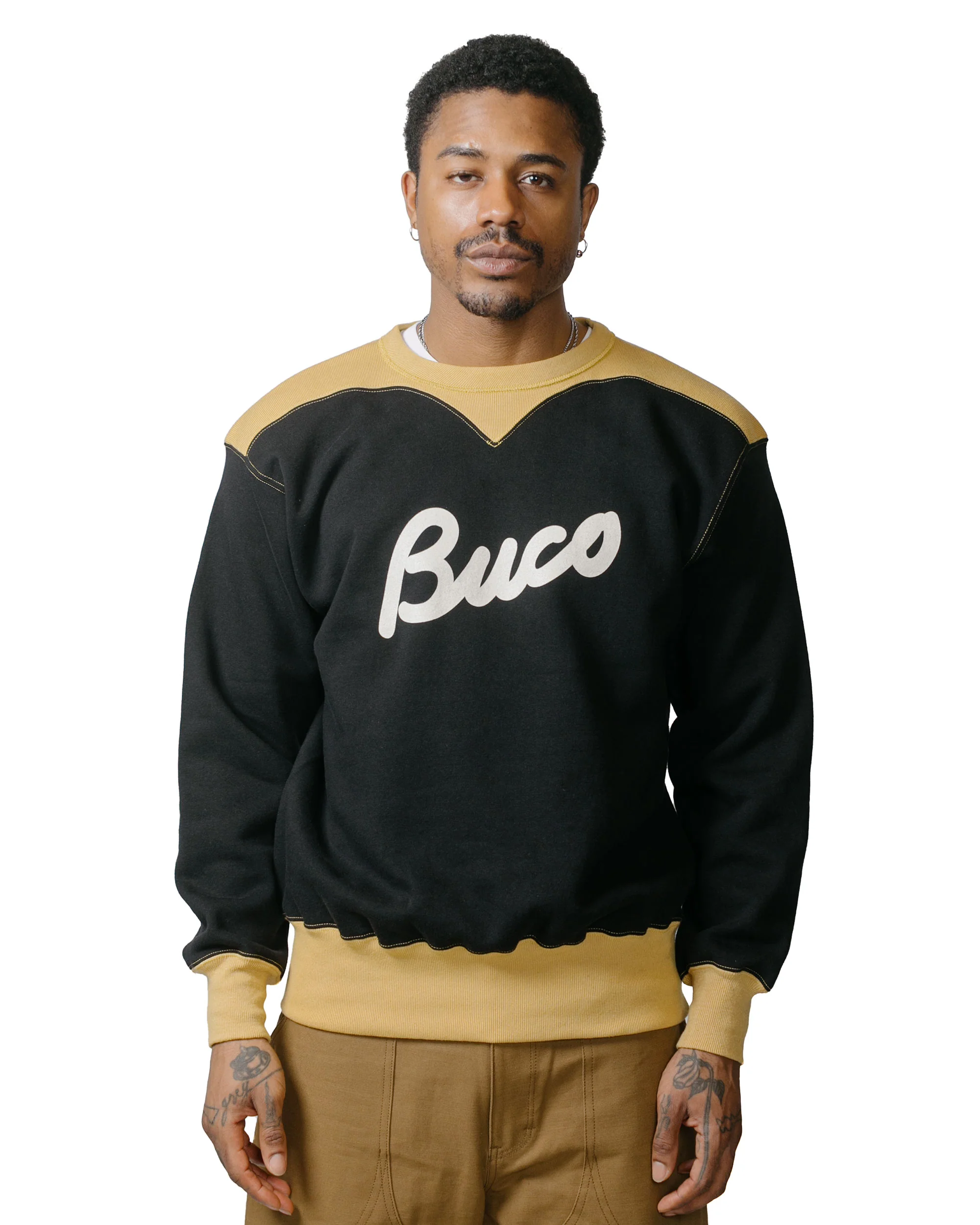 The Real McCoy's BC23105 Buco Two-Tone Sweatshirt / Buco Black/Corn - Image 2