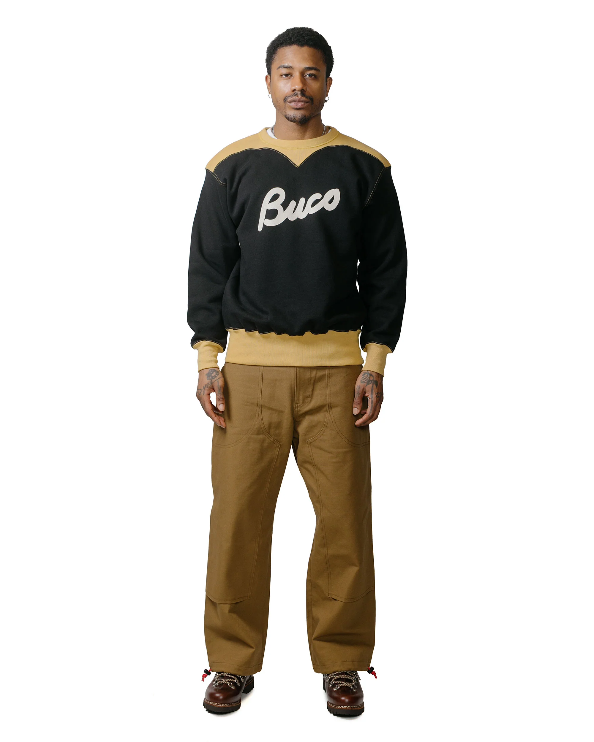 The Real McCoy's BC23105 Buco Two-Tone Sweatshirt / Buco Black/Corn - Image 4