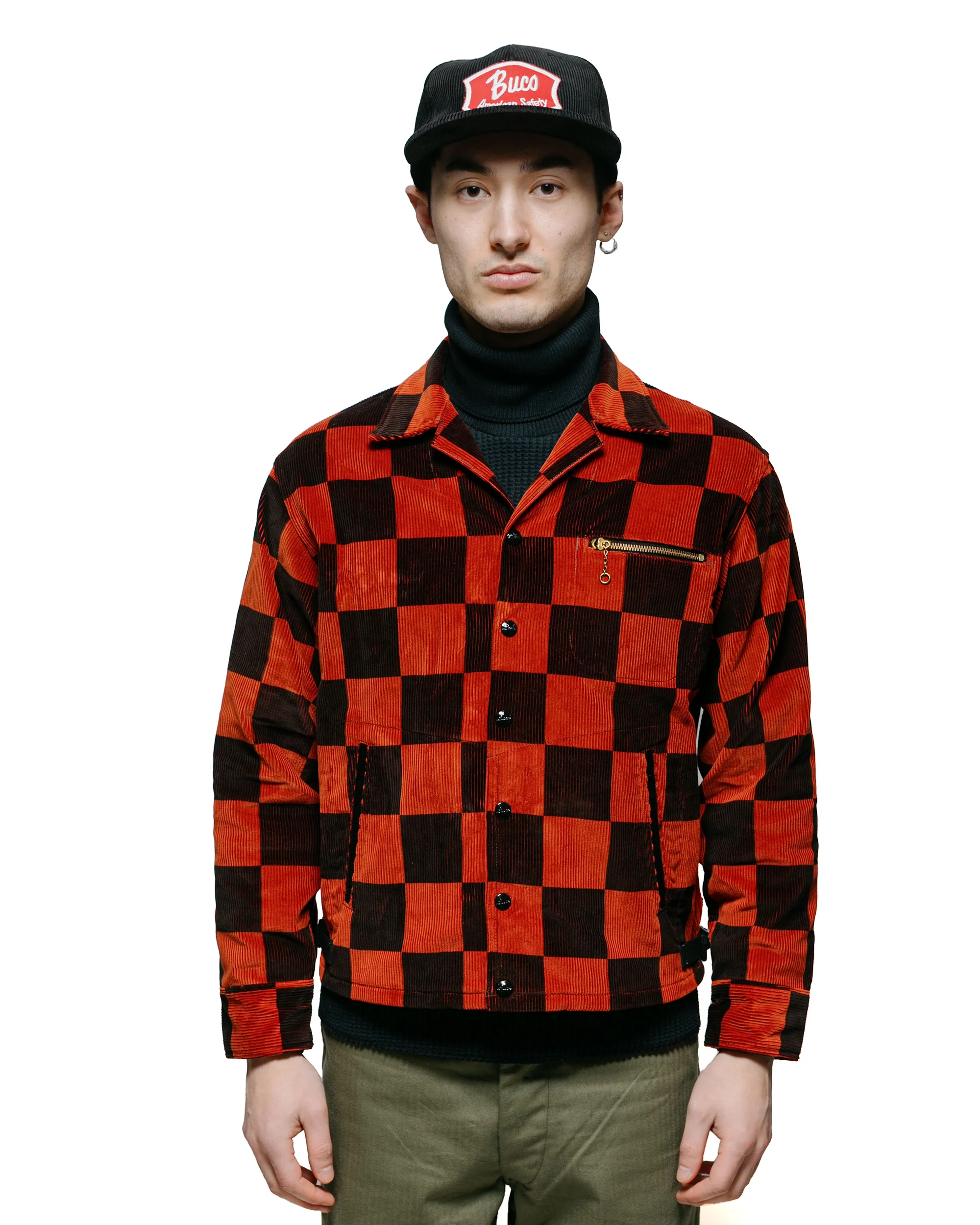 The Real McCoy's BJ23103 Buco Checkered Corduroy Jacket Orange/Black - Image 2