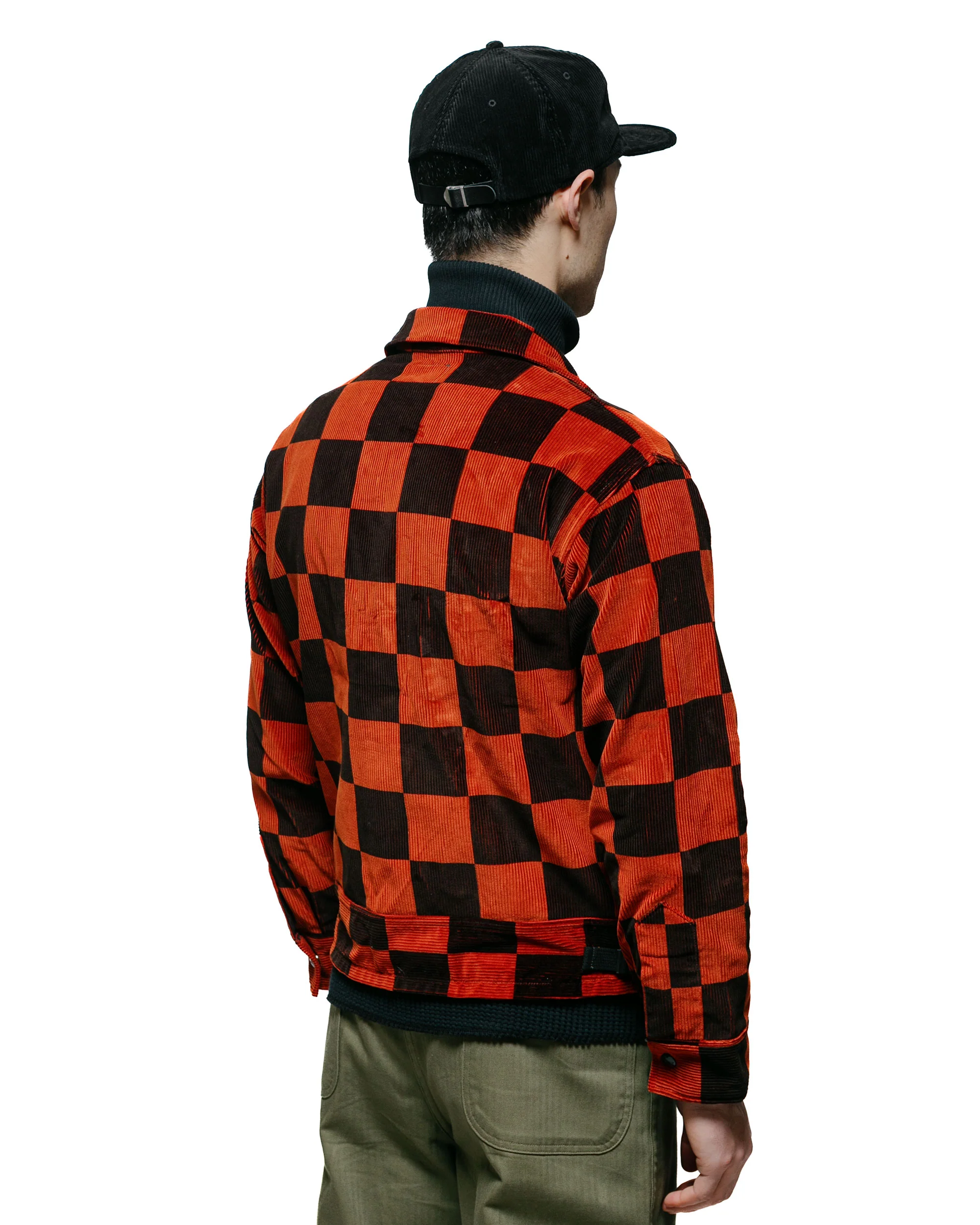 The Real McCoy's BJ23103 Buco Checkered Corduroy Jacket Orange/Black - Image 3