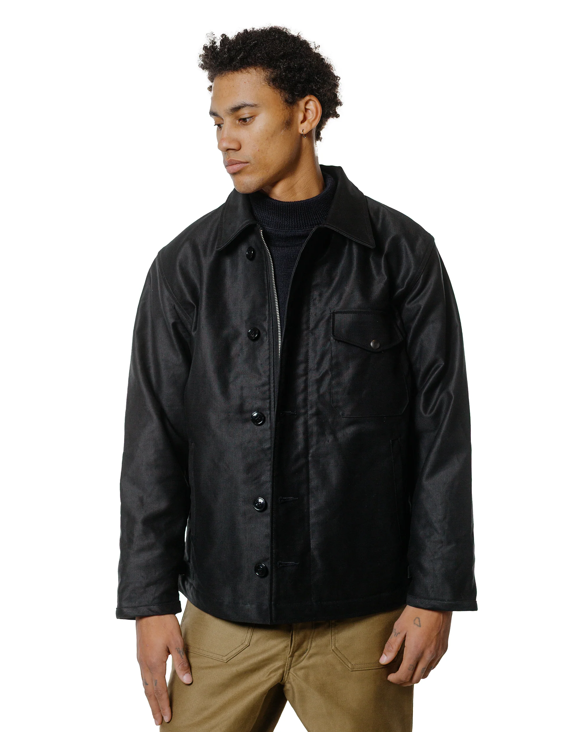 The Real McCoy's BJ25101 Buco Civilian Collared Deck Jacket Black - Image 2