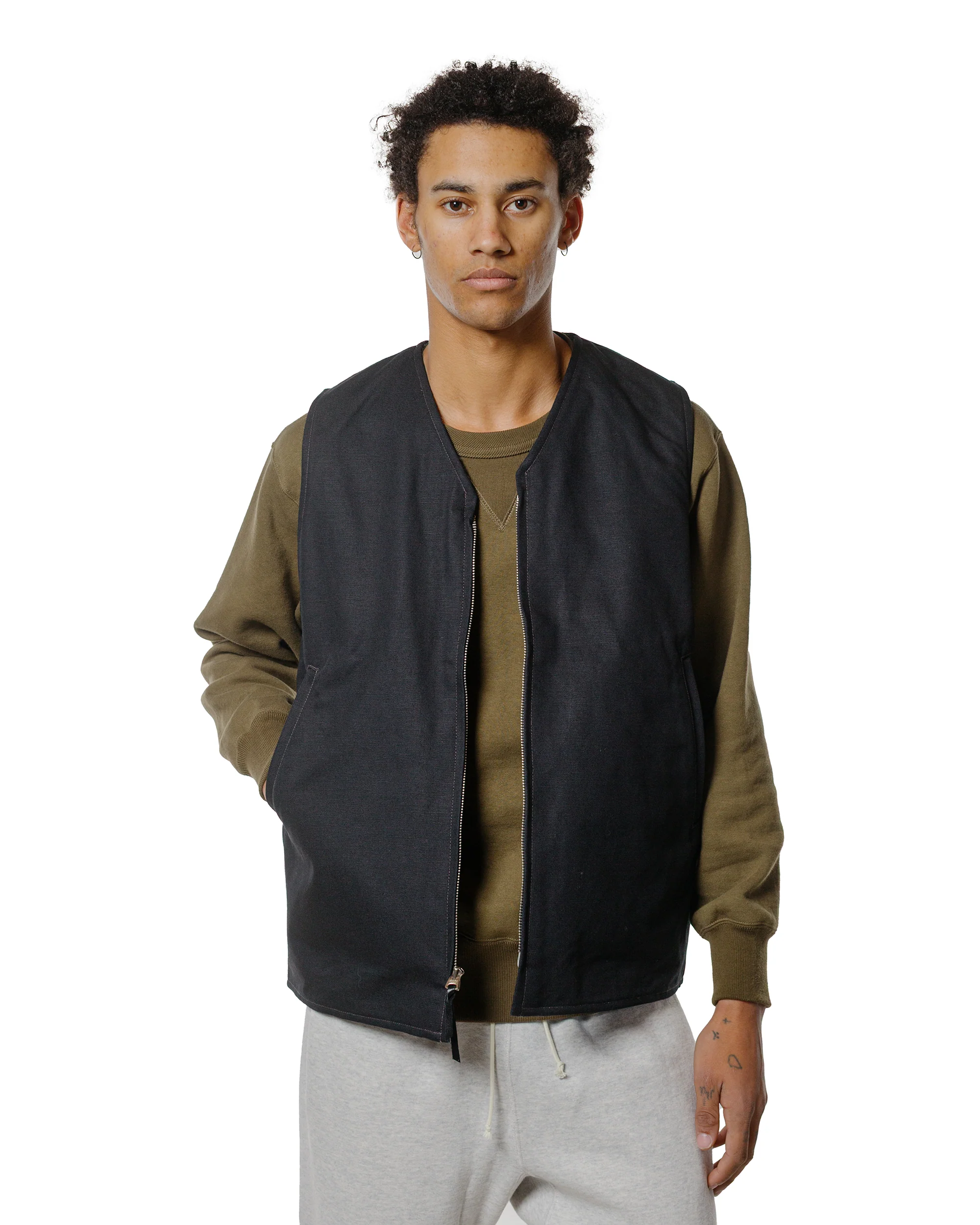 The Real McCoy's BJ25103 Buco Cotton Canvas Riding Vest Black - Image 2