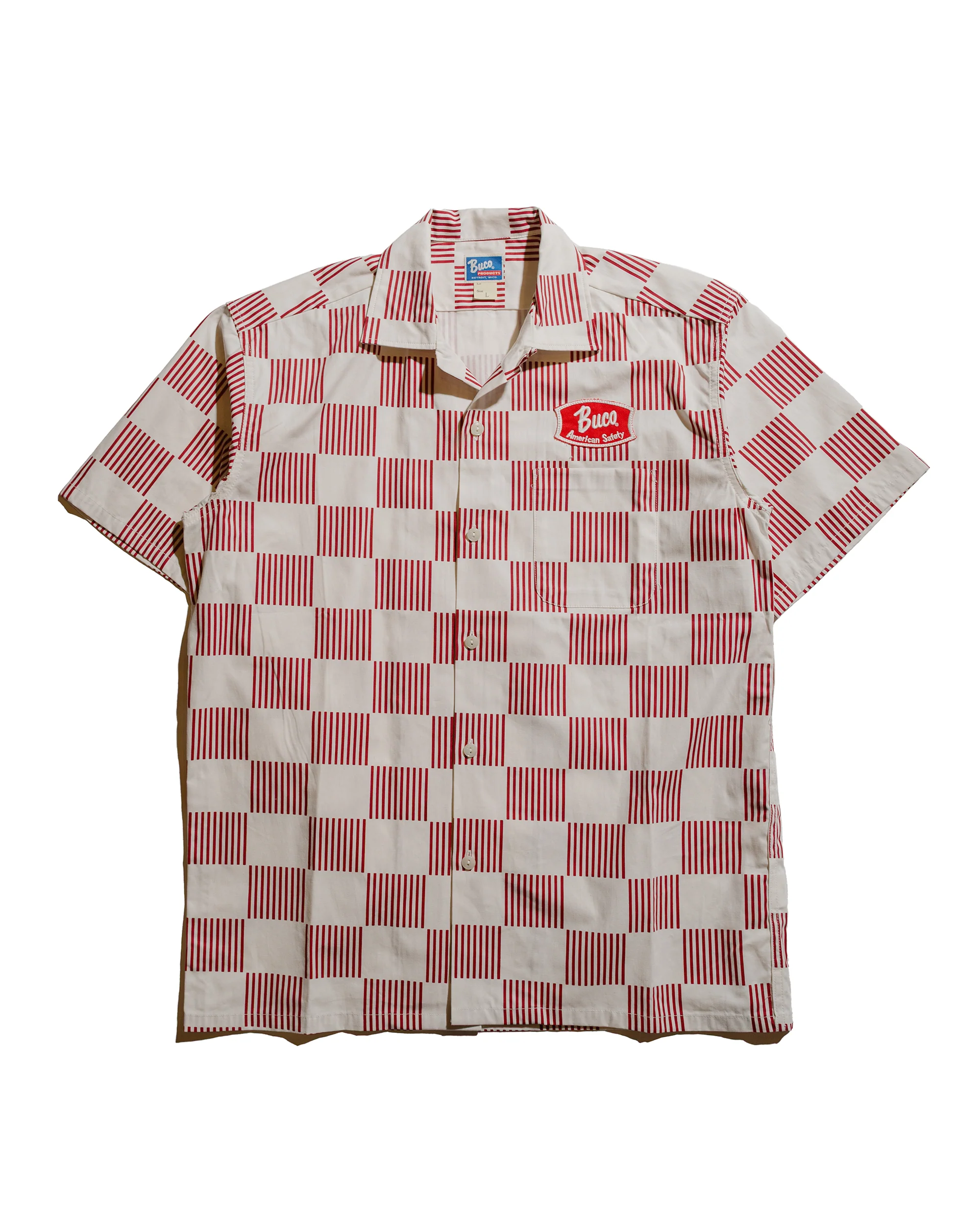 The Real McCoy's BS25002 Buco Striped-Checkered Shirt White/Red