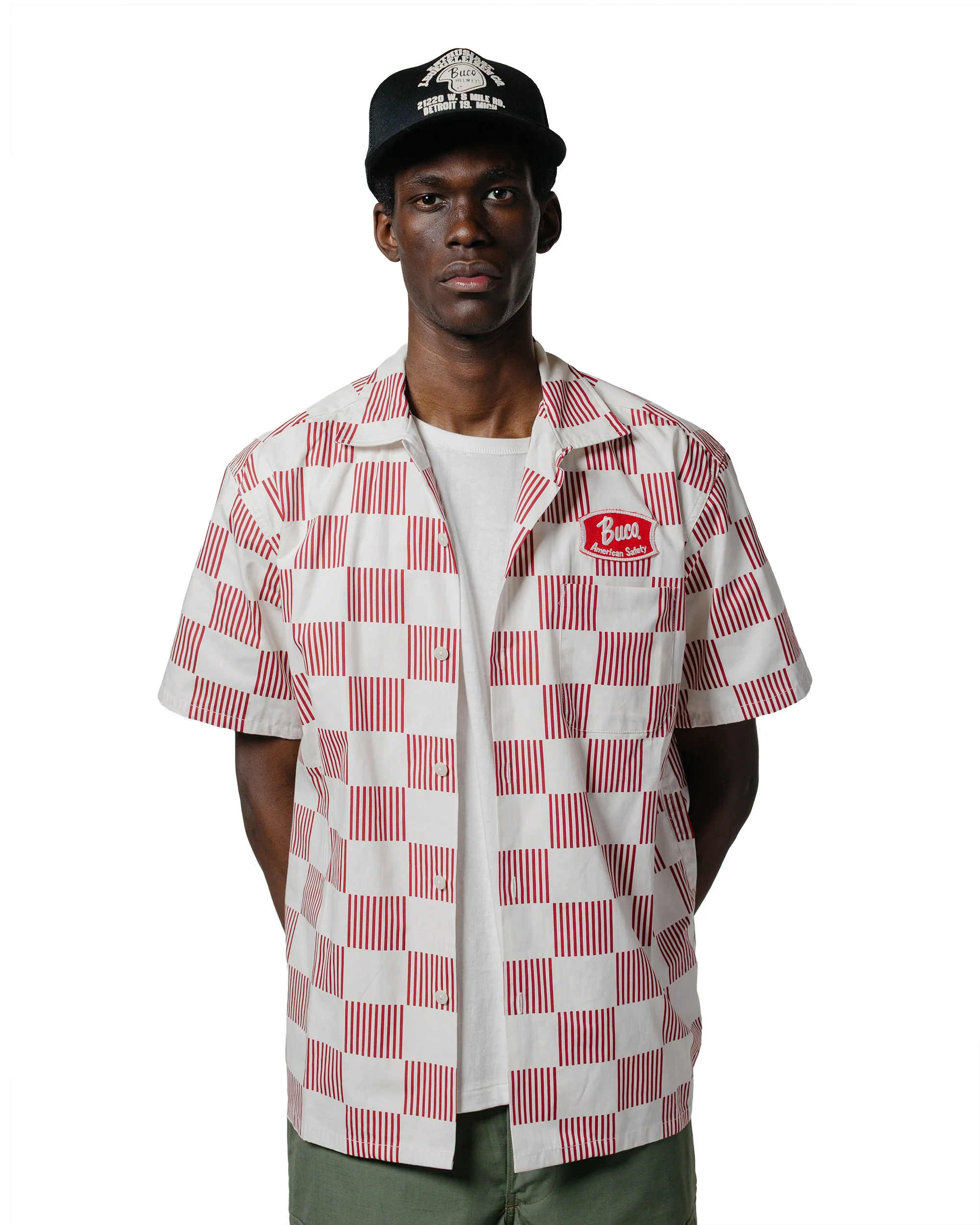 The Real McCoy's BS25002 Buco Striped-Checkered Shirt White/Red - Image 2