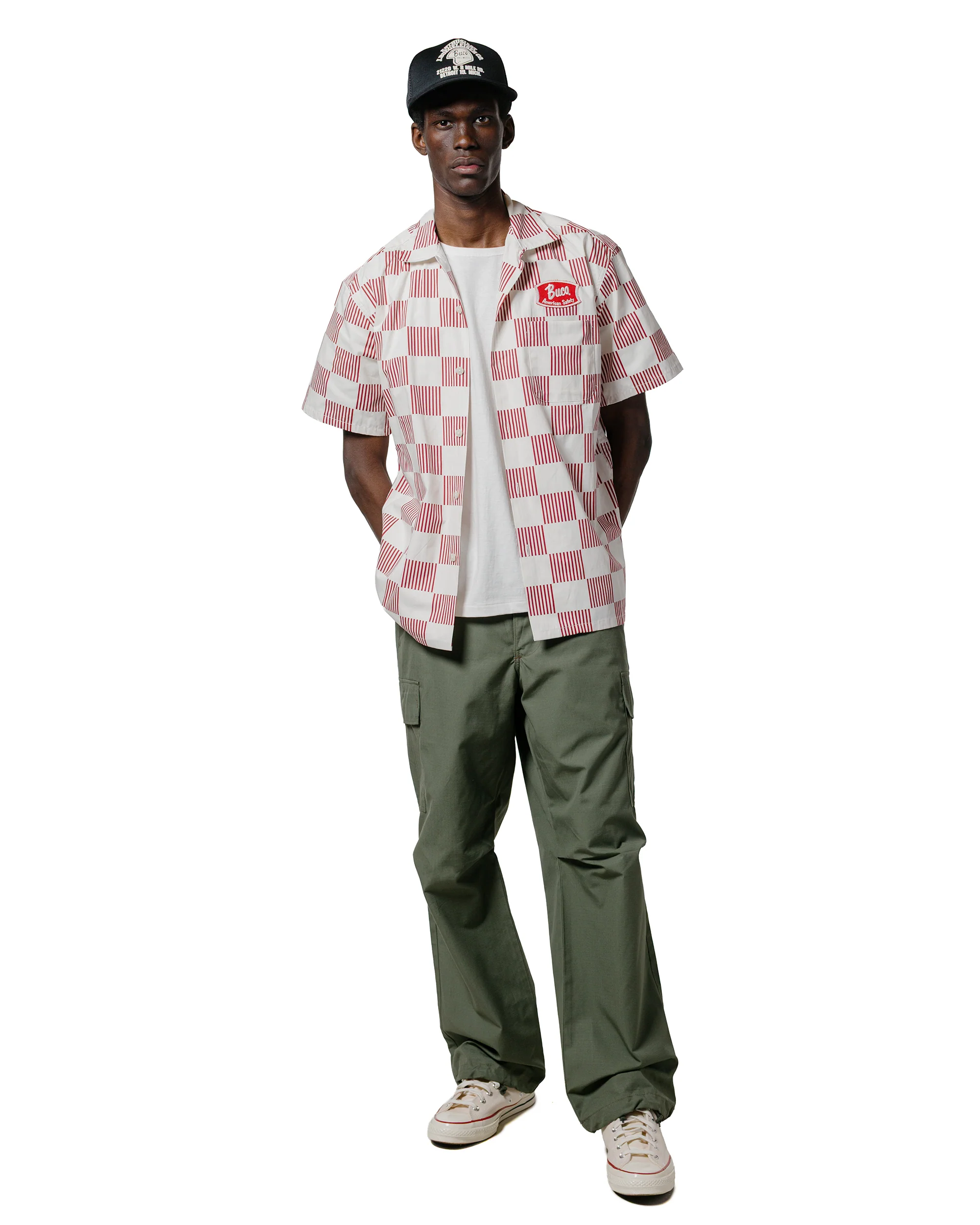 The Real McCoy's BS25002 Buco Striped-Checkered Shirt White/Red - Image 4