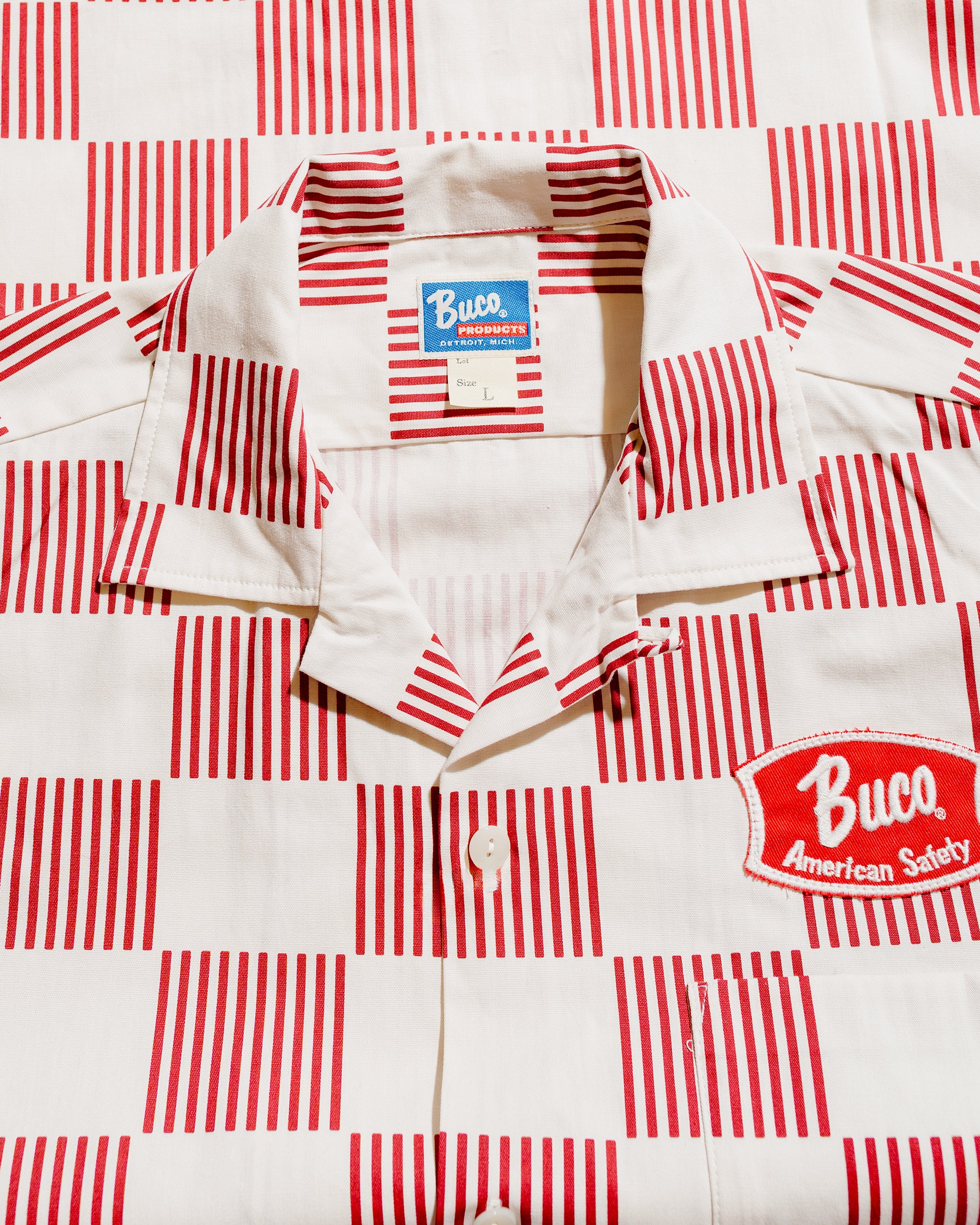 The Real McCoy's BS25002 Buco Striped-Checkered Shirt White/Red - Image 5
