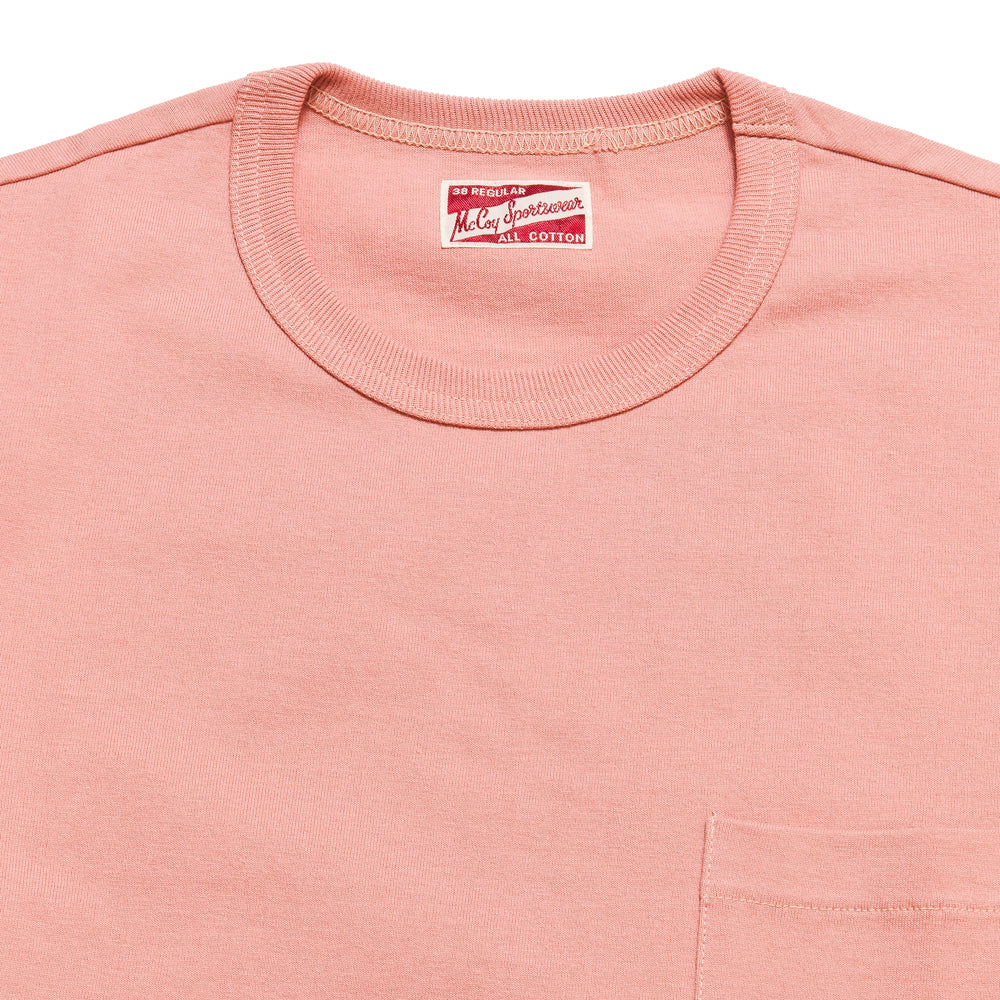 The Real McCoy's Joe McCoy MC19012 Overdyed Sportswear Pocket Tee Coral - Image 2