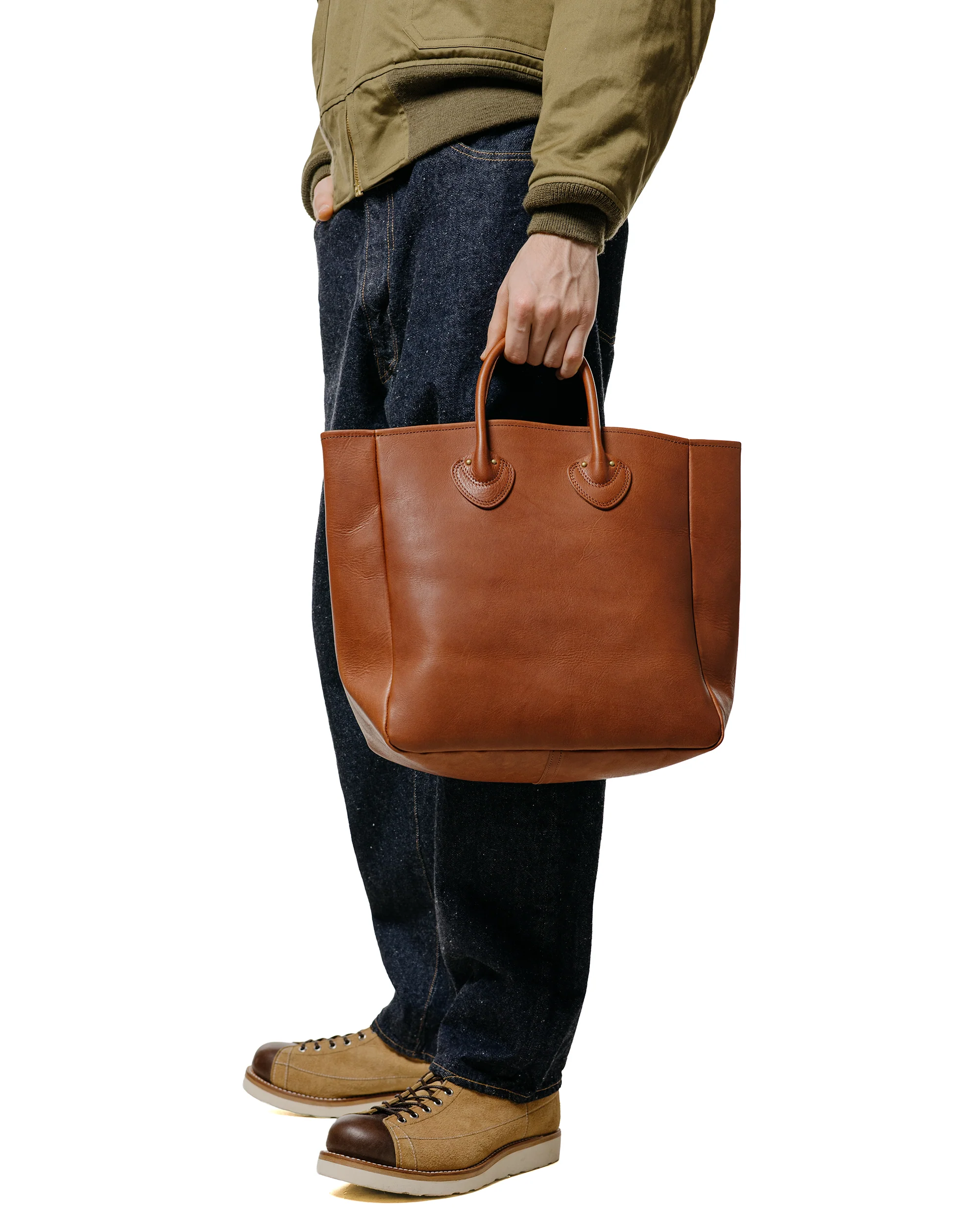 The Real McCoy's MA25101 Leather Tote Handbag Brown - Image 3