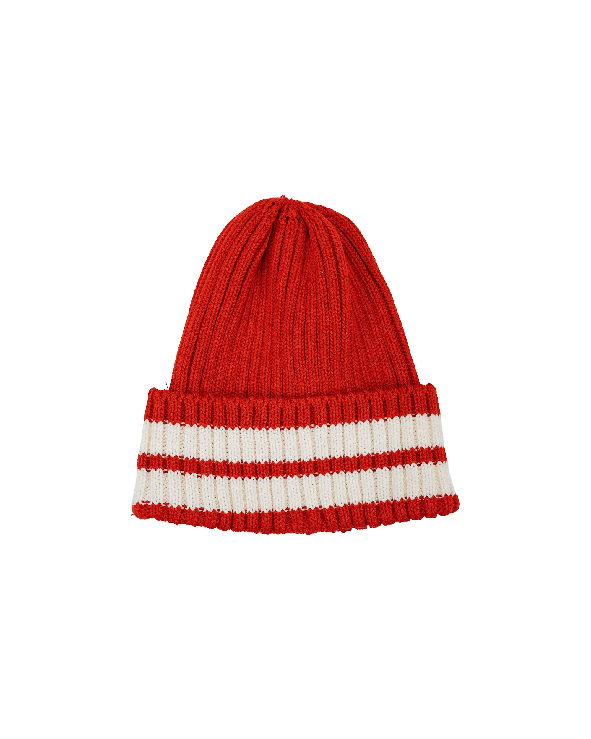 The Real McCoy's MA26015 Striped Cotton Knit Cap Red