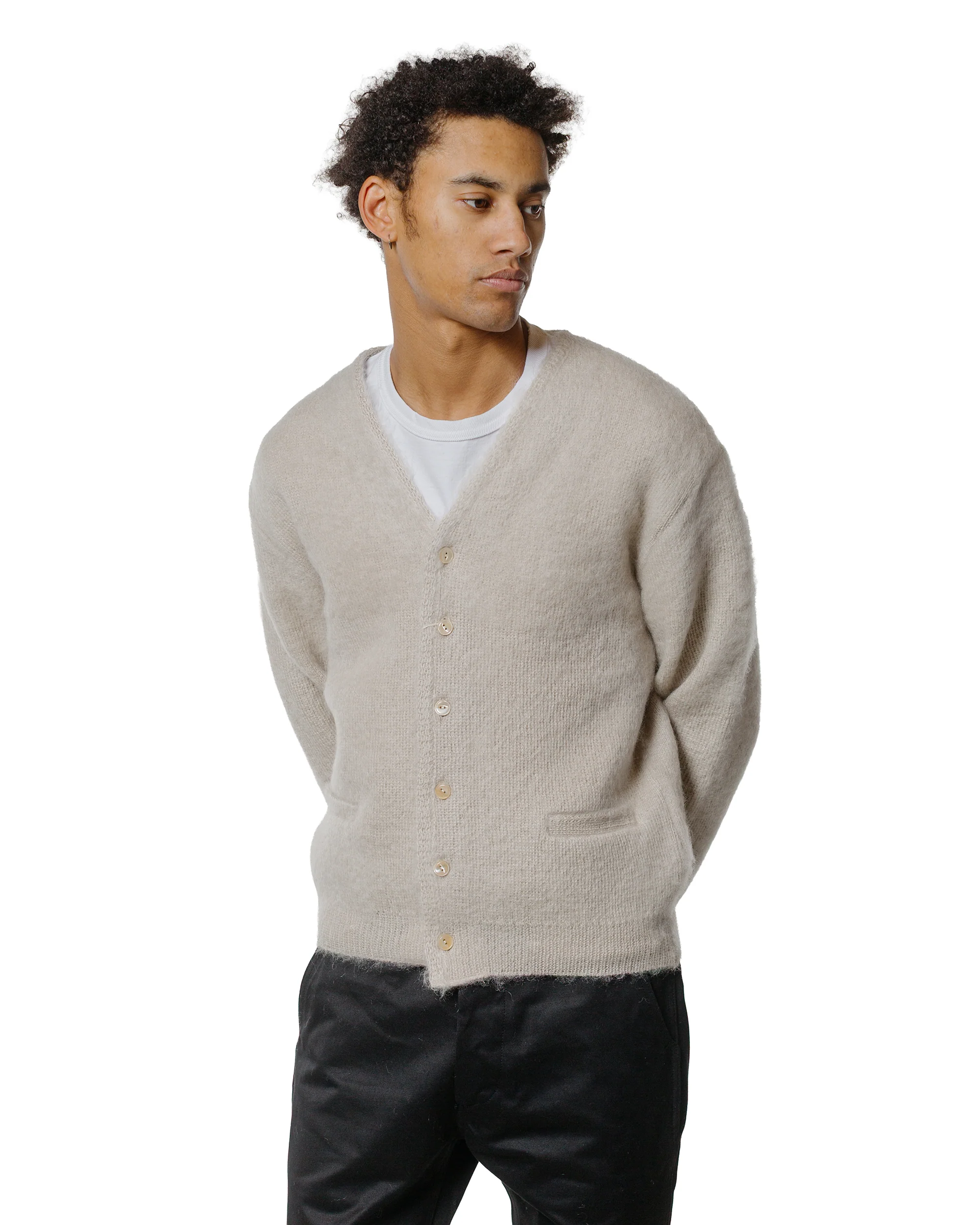 The Real McCoy's MC19103 JM Mohair Cardigan Beige - Image 2
