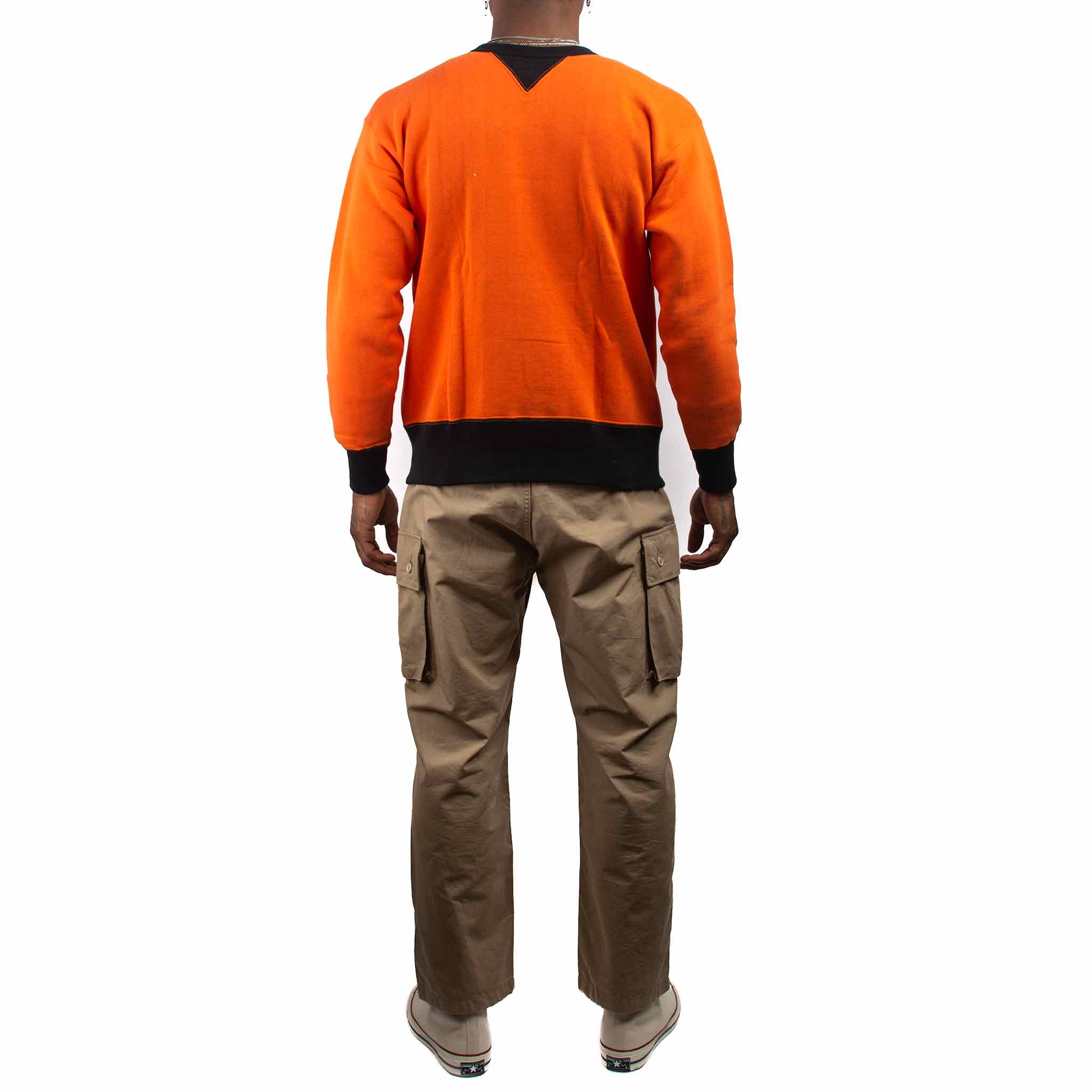 The Real McCoy's MC19112 Two-Tone Crewneck Sweatshirt Orange/Black - Image 3