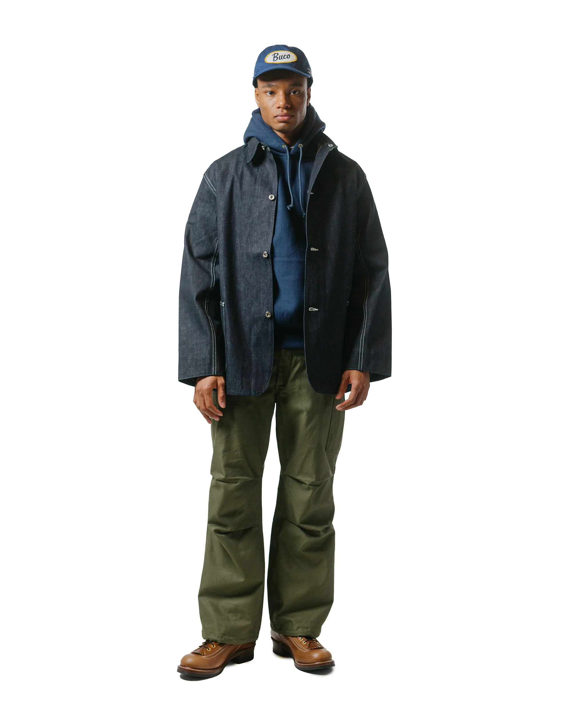 The Real McCoy's MC20113 Heavyweight Hooded Sweatshirt Navy - Image 4
