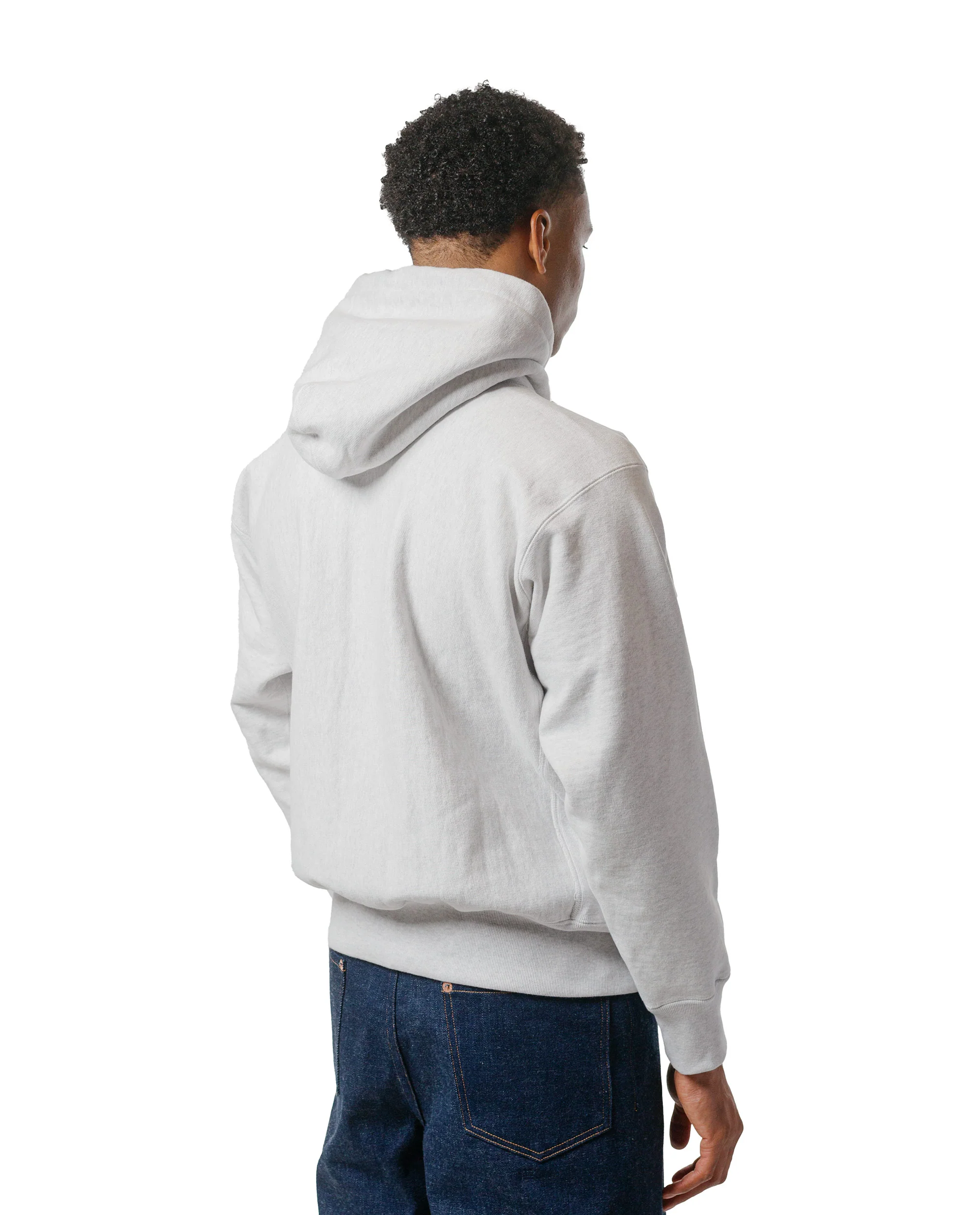 The Real McCoy's MC20113 Heavyweight Hooded Sweatshirt Silver Grey - Image 3