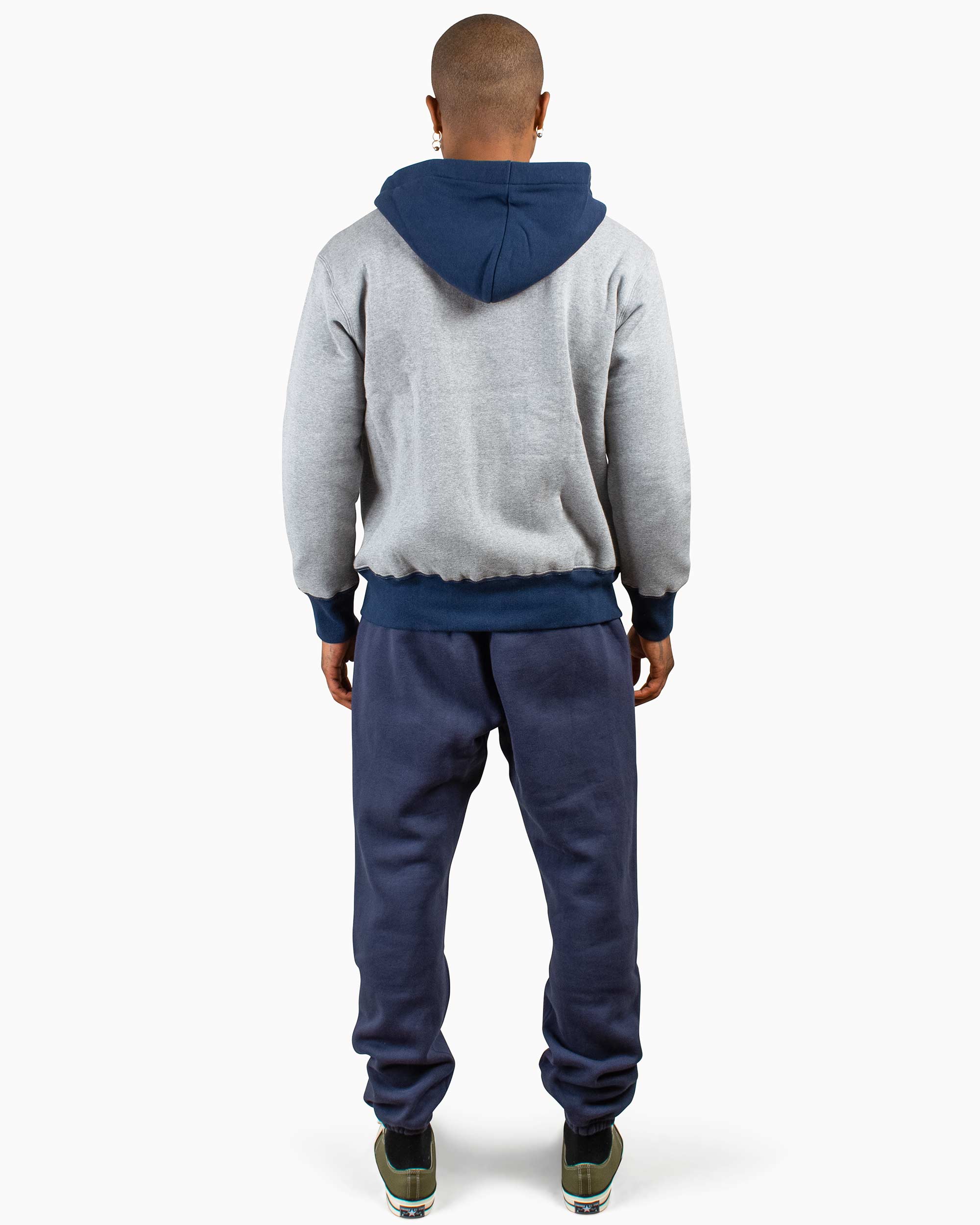 The Real McCoy's MC20119 Double Face After-Hooded Sweatshirt Grey/Navy - Image 3