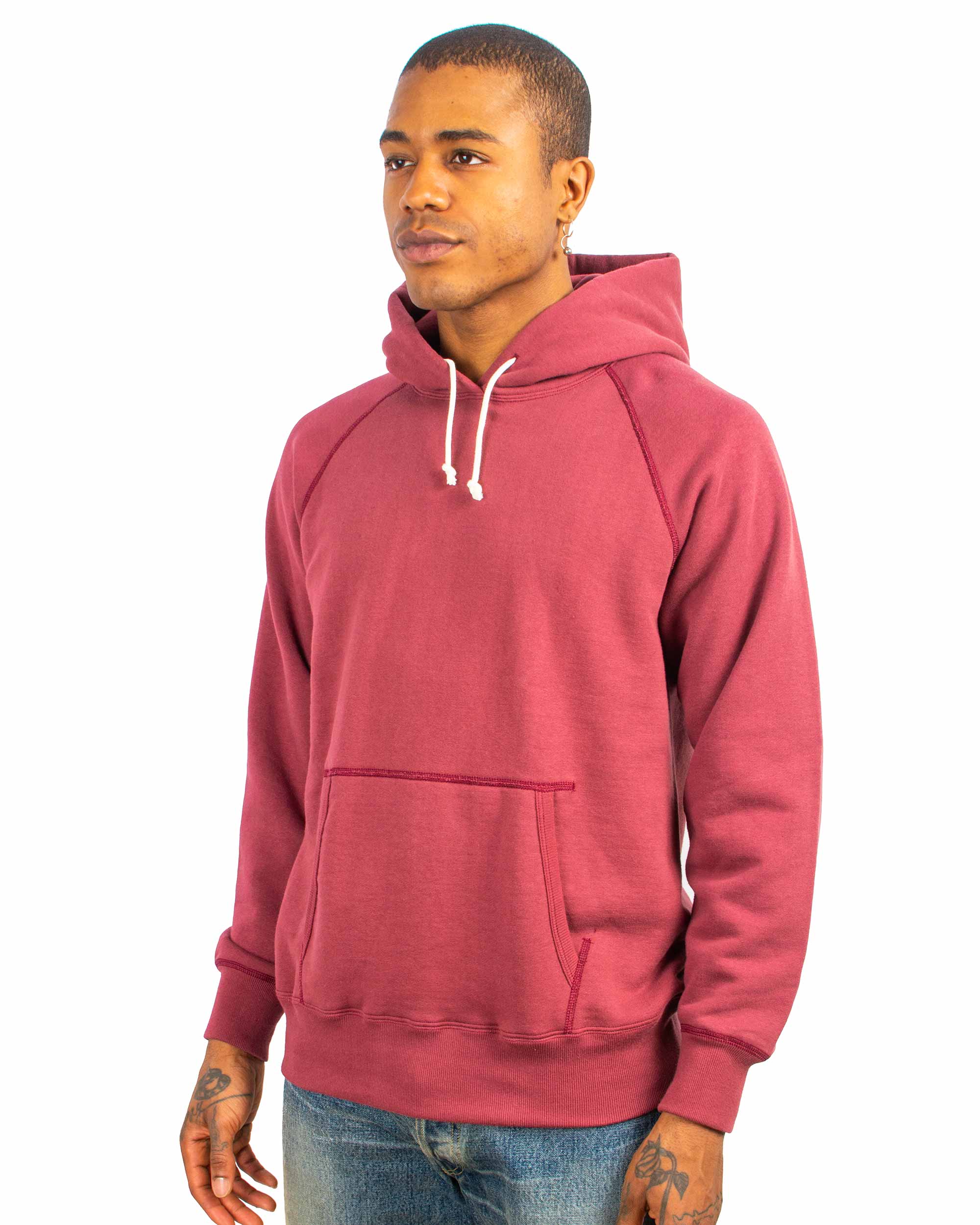 The Real McCoy's MC21017 9oz. Loopwheel Parka Maroon - Image 4