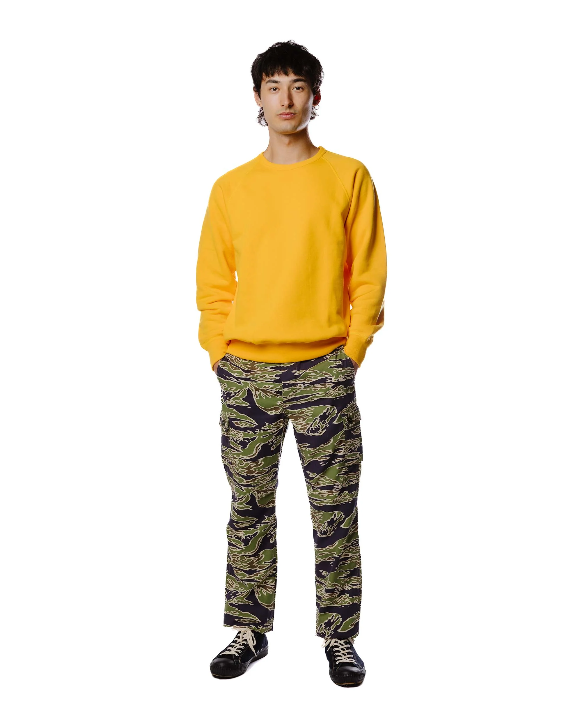 The Real McCoy's MC21018 9oz. Loopwheel Raglan Sleeve Sweatshirt Yellow - Image 2