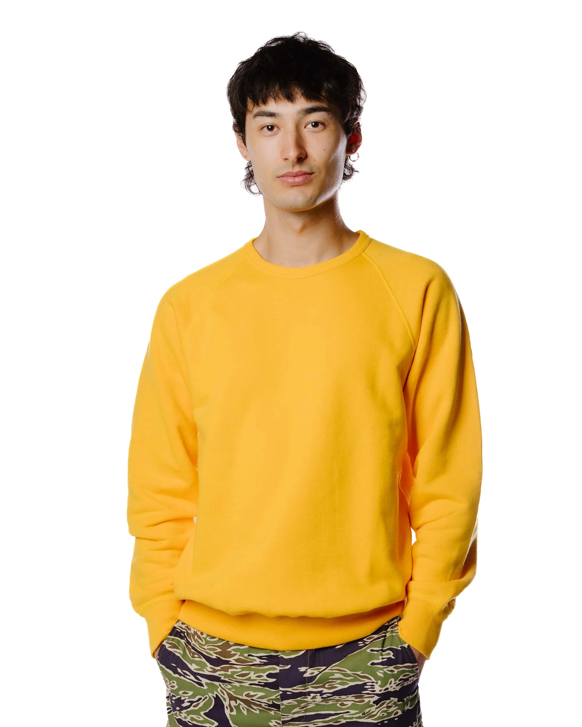 The Real McCoy's MC21018 9oz. Loopwheel Raglan Sleeve Sweatshirt Yellow - Image 3