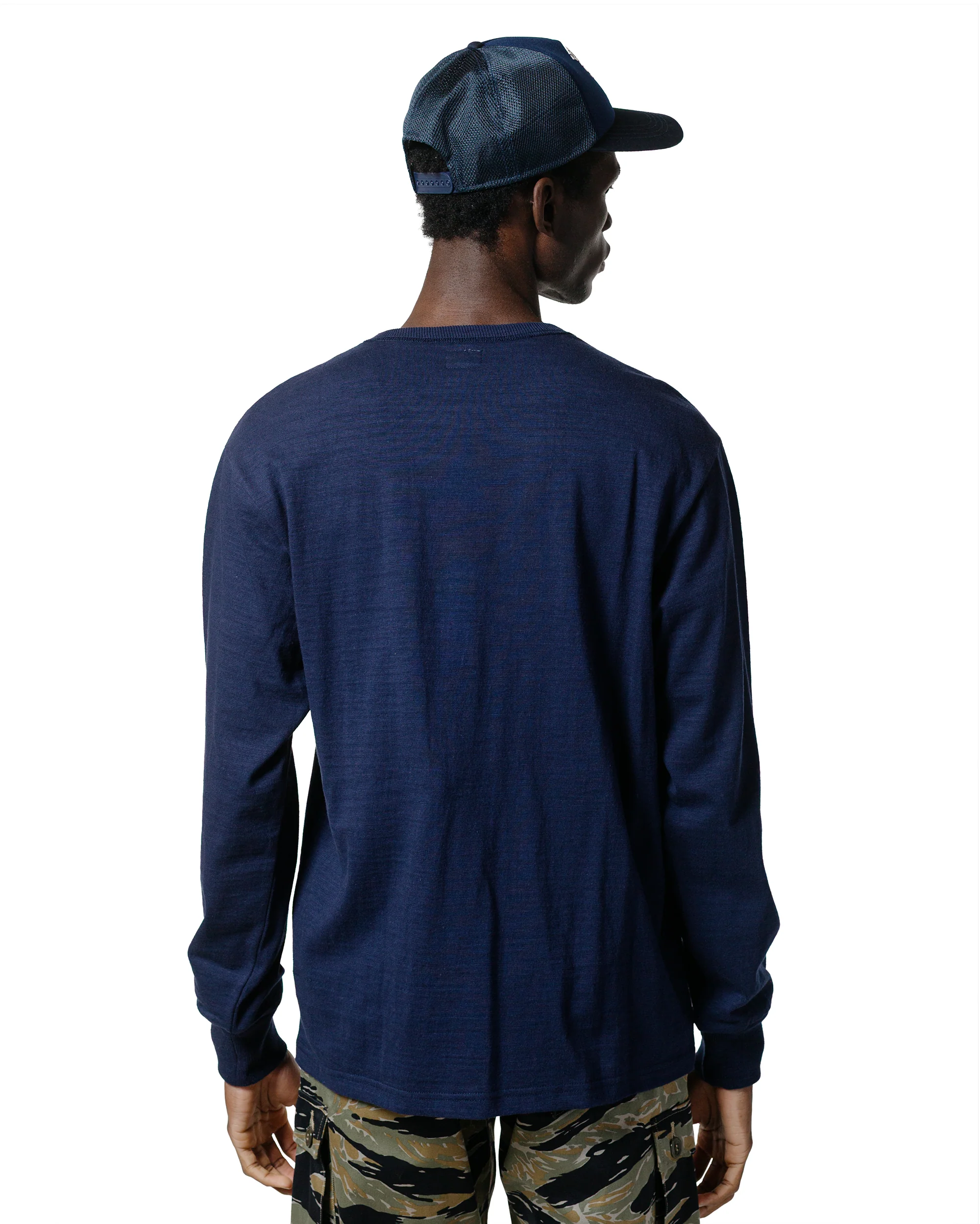 The Real McCoy's MC21109 Athletic L/S T-Shirt / Loop-Wheel Navy - Image 3