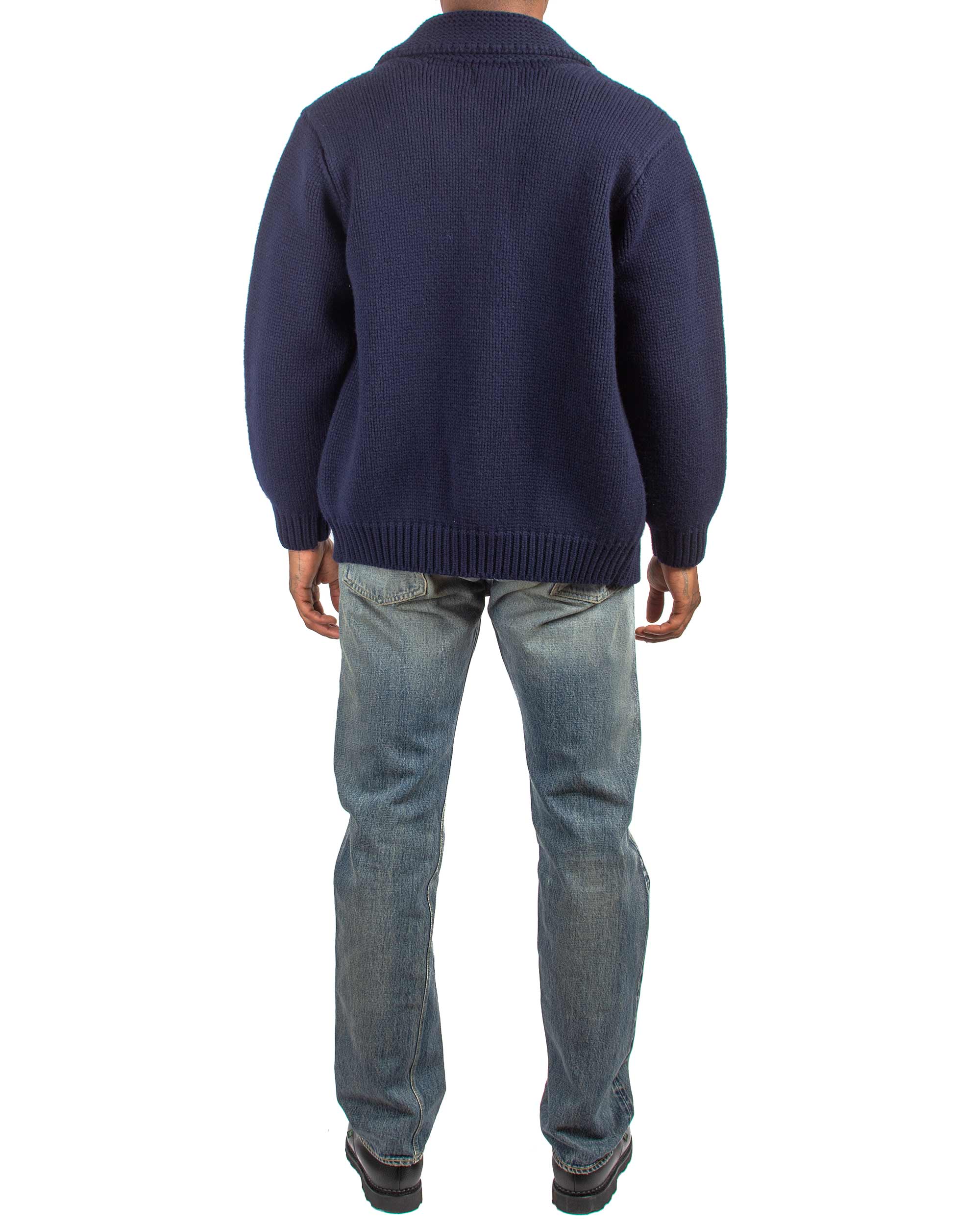 The Real McCoy's MC21113 Heavy Wool Cashmere Sweater Navy - Image 3
