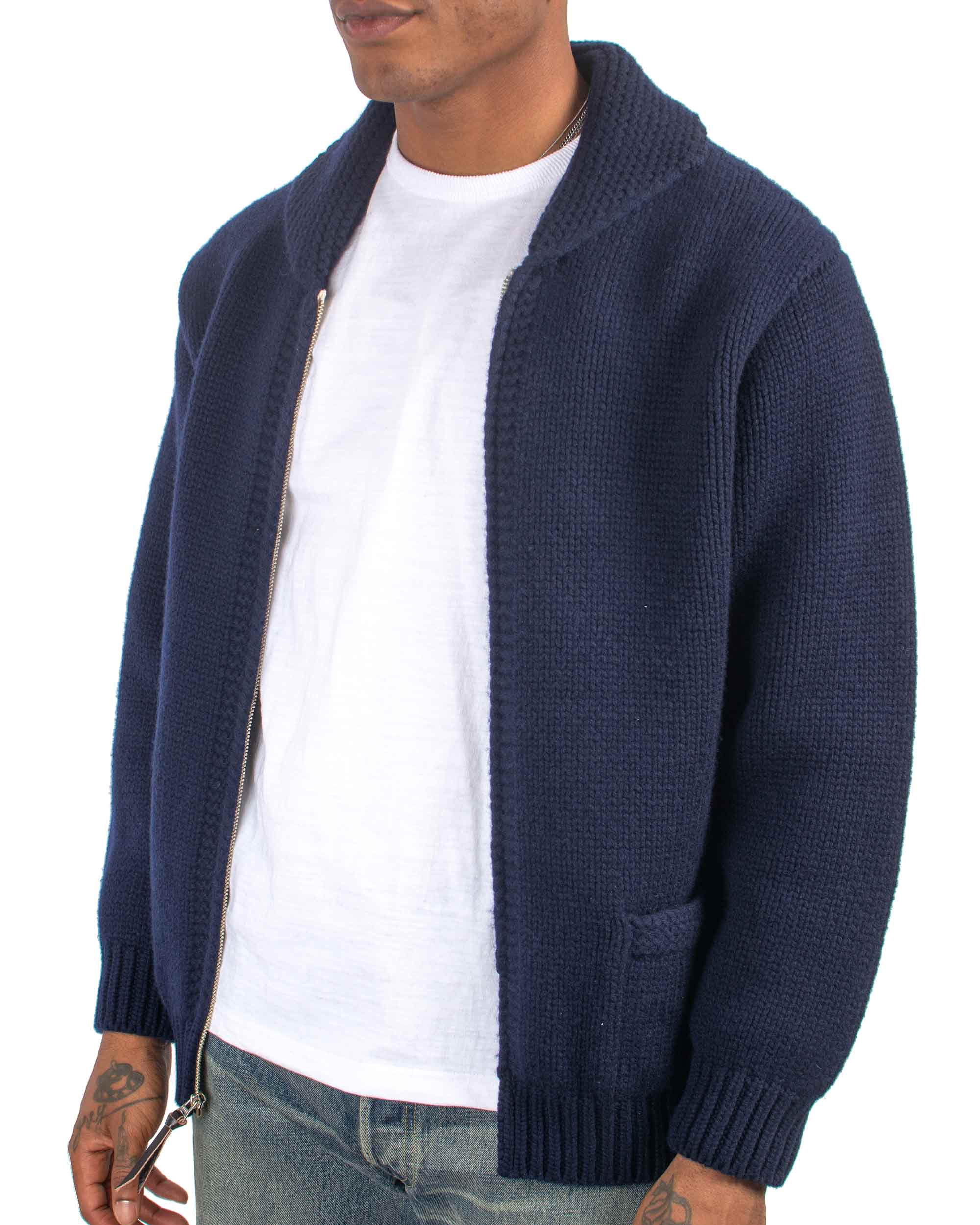 The Real McCoy's MC21113 Heavy Wool Cashmere Sweater Navy - Image 4