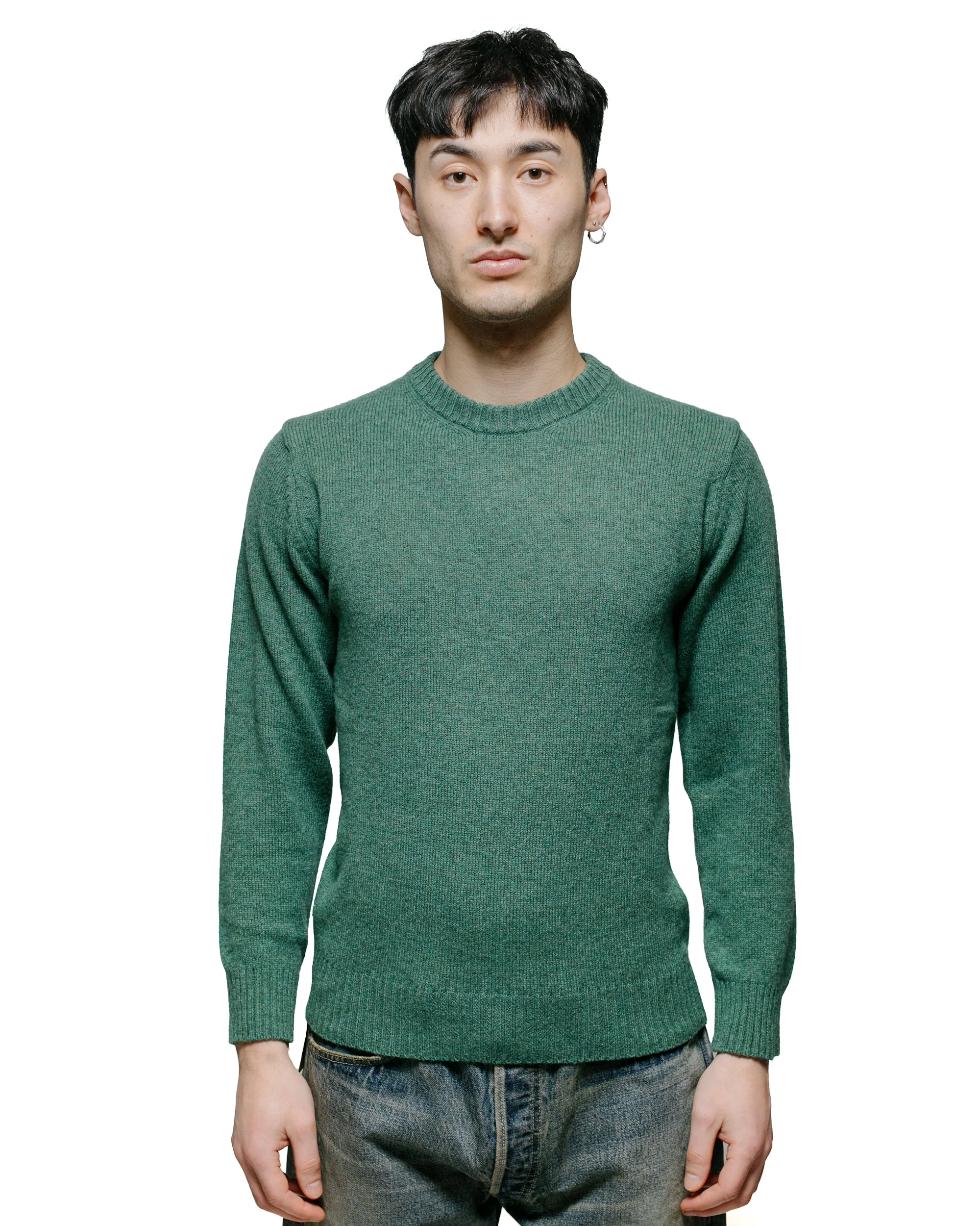The Real McCoy's MC21114 Wool Crewneck Sweater Kelly Green - Image 2