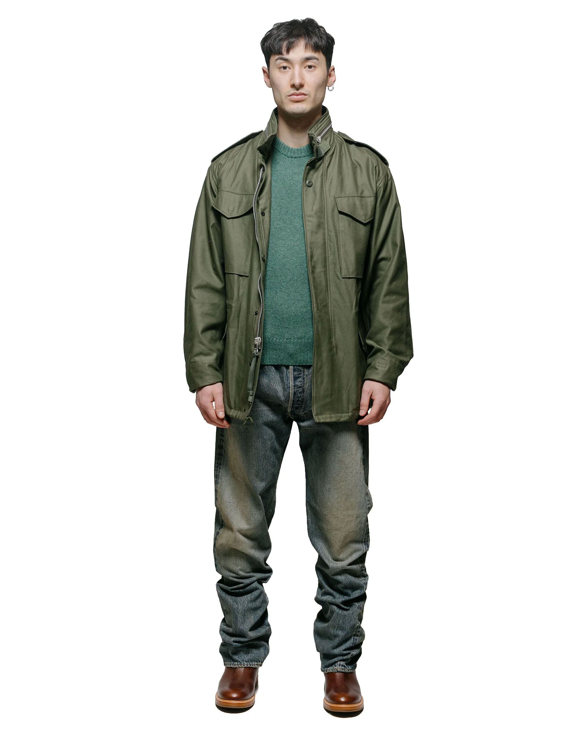 The Real McCoy's MC21114 Wool Crewneck Sweater Kelly Green - Image 4